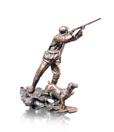 Riverbank (1066) Solid Bronze Man & Spaniel Dog by Michael Simpson