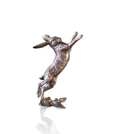 Solid Bronze Boxing Hare 1118 by Michael Simpson Sculpture