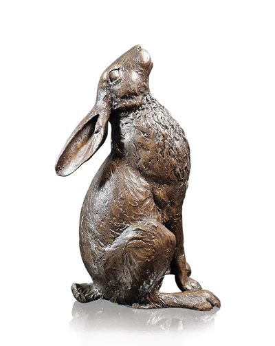 Solid Bronze Large Hare Moon Gazing (1160) by Michael Simpson