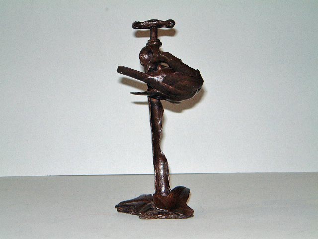 Bronze Blue tit Bird on a Tap - REDUCED to clear Garden Bird (277)