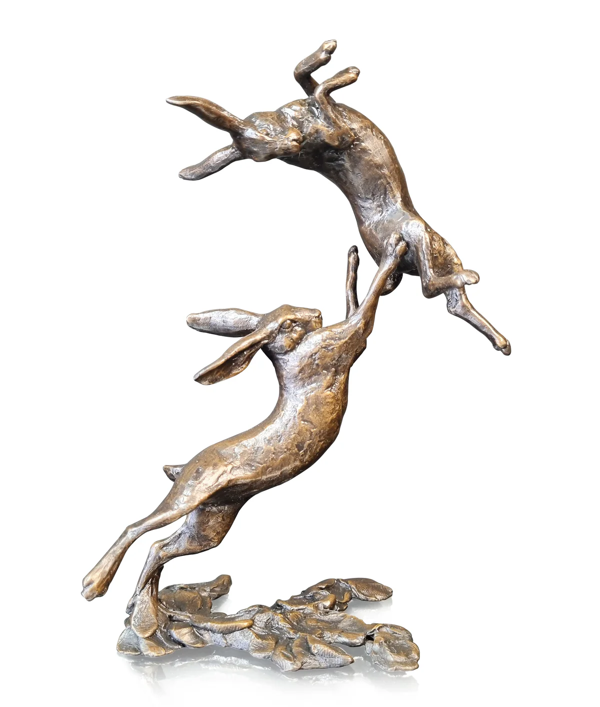 Solid Bronze Small Hares Boxing (1224)
