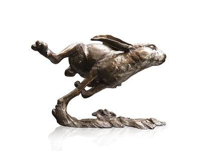 Medium Hare Running (939) Solid Bronze by Michael Simpson