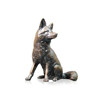 Fox Sitting (976) Solid Bronze Sculpture by Keith Sherwin