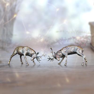 Solid Bronze Rutting stags Butler Peach