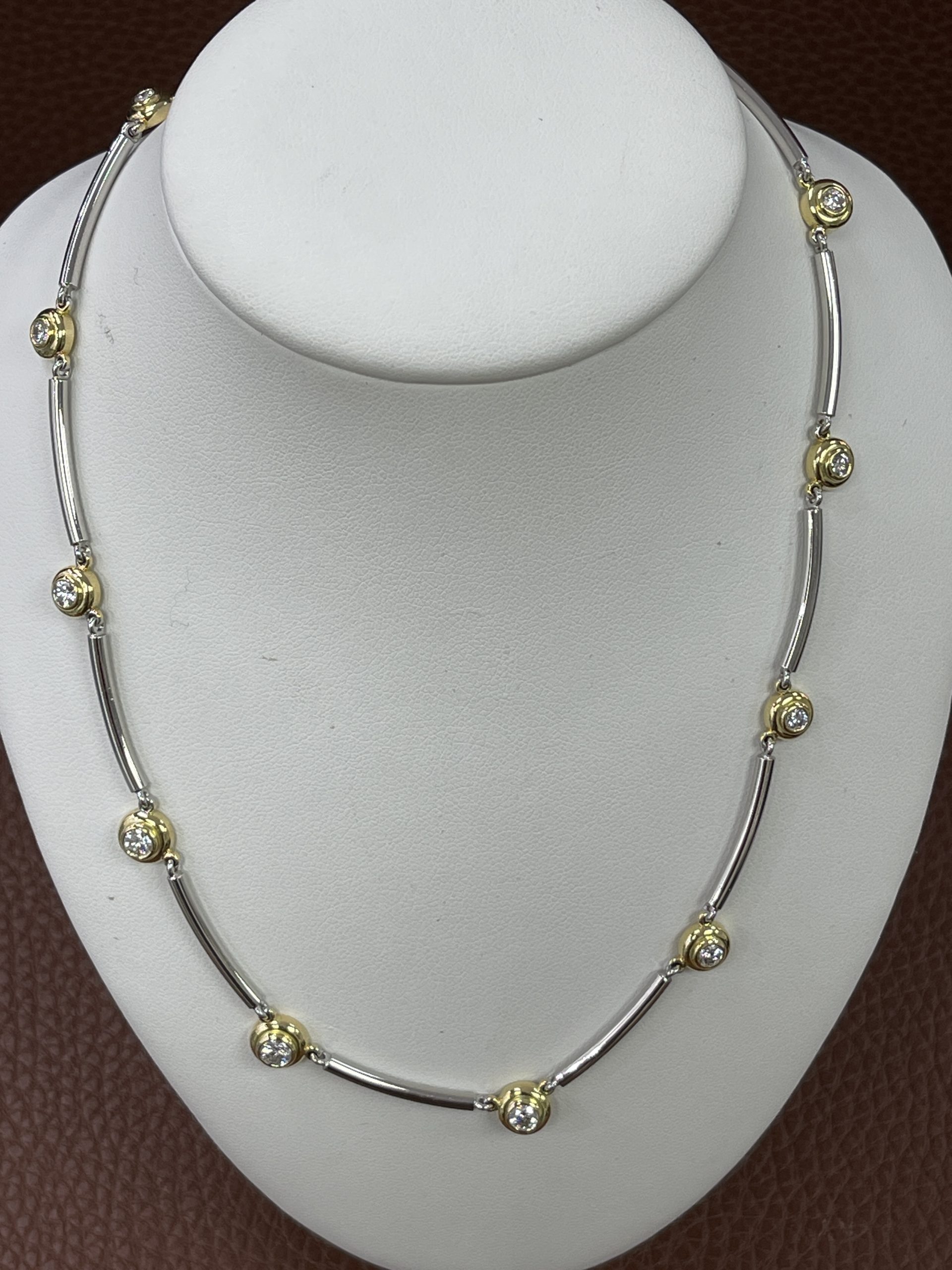 18ct Yellow & White Gold Diamond Necklace Secondhand