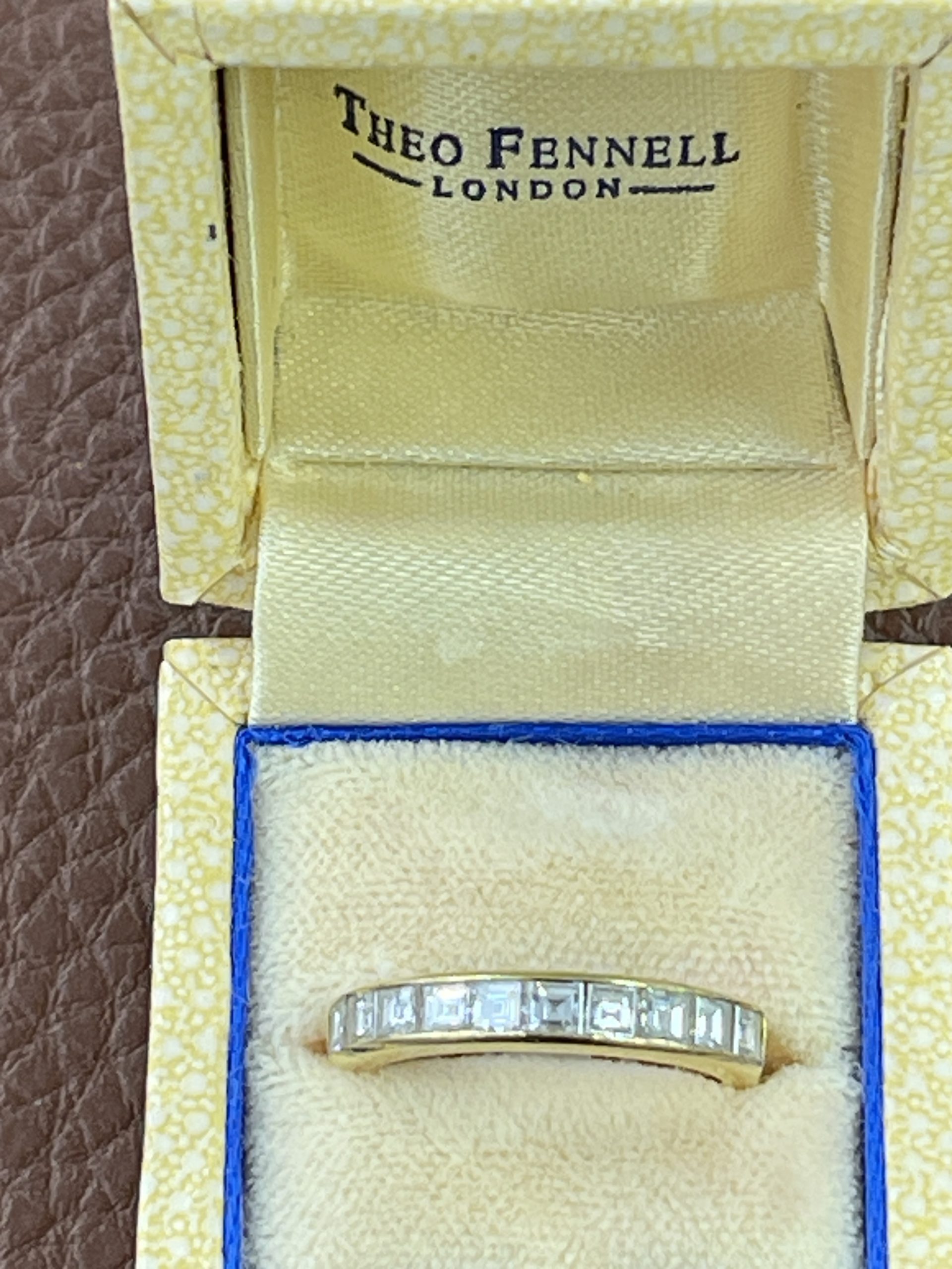 18ct Y/Gold Theo Fennell Square Cut 75pts Diamond Ring Secondhand