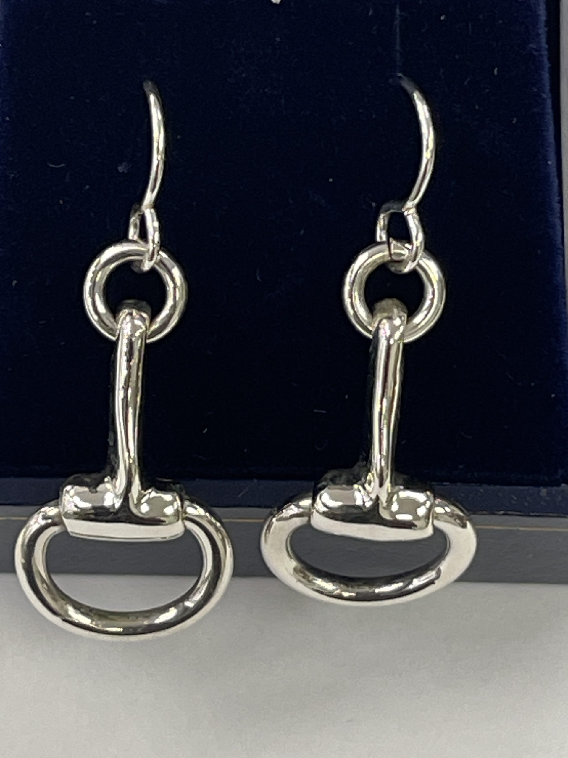 Sterling Silver Snaffle Bit Drop Equestrian Earrings