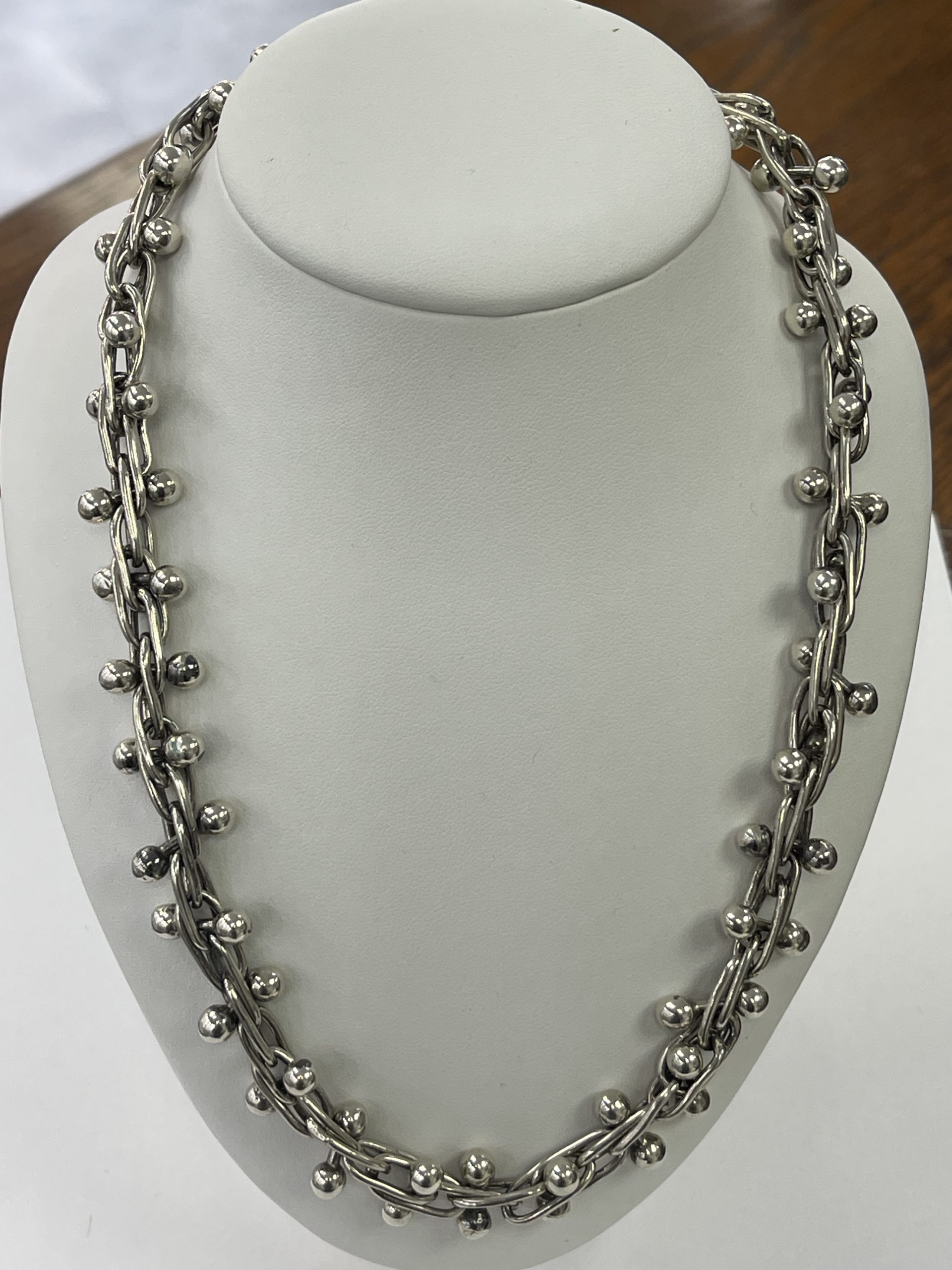 Sterling Silver Bobble & Bar Necklace