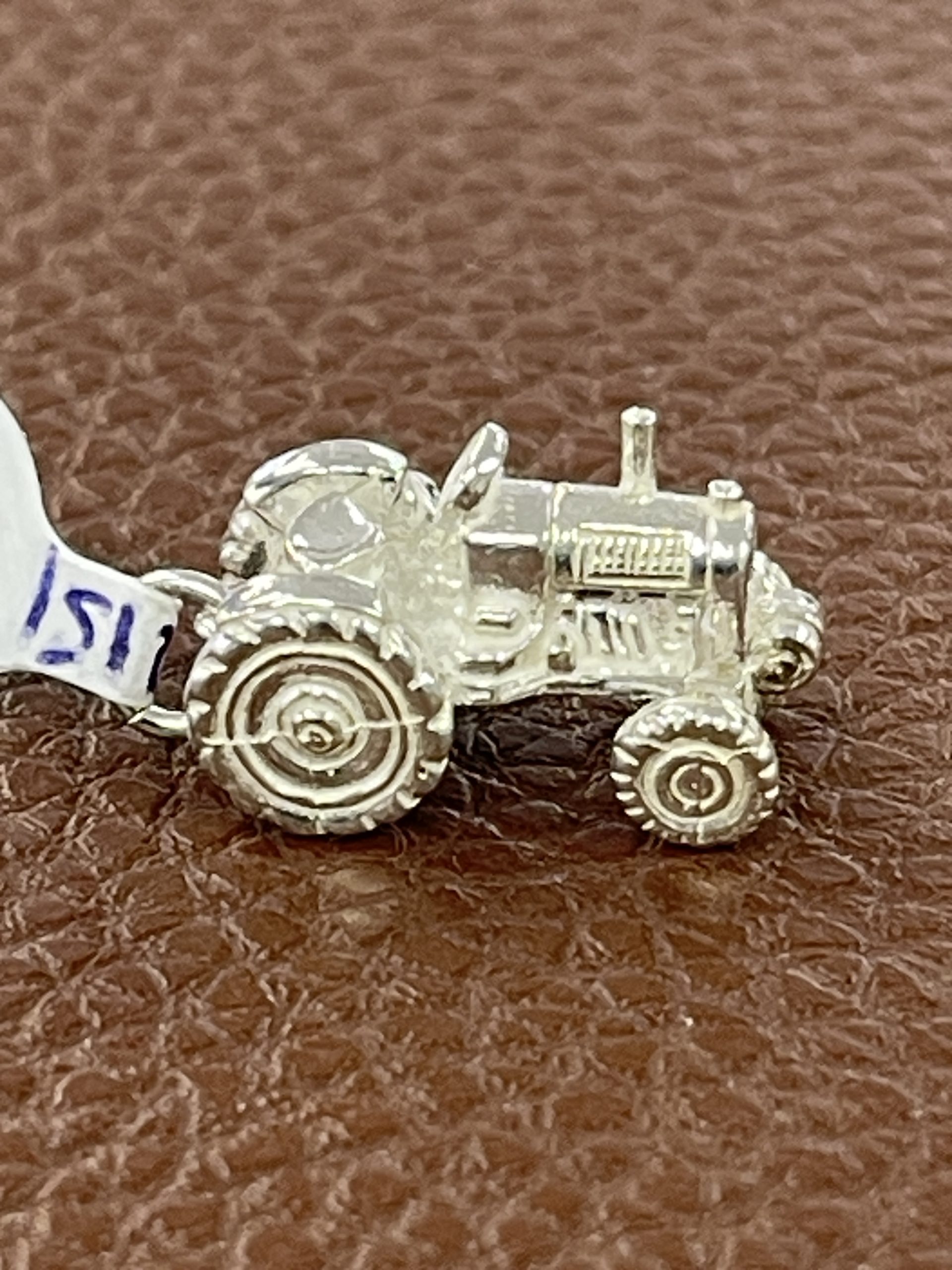 Sterling Silver Classic Tractor Pendant/Charm/Ornament