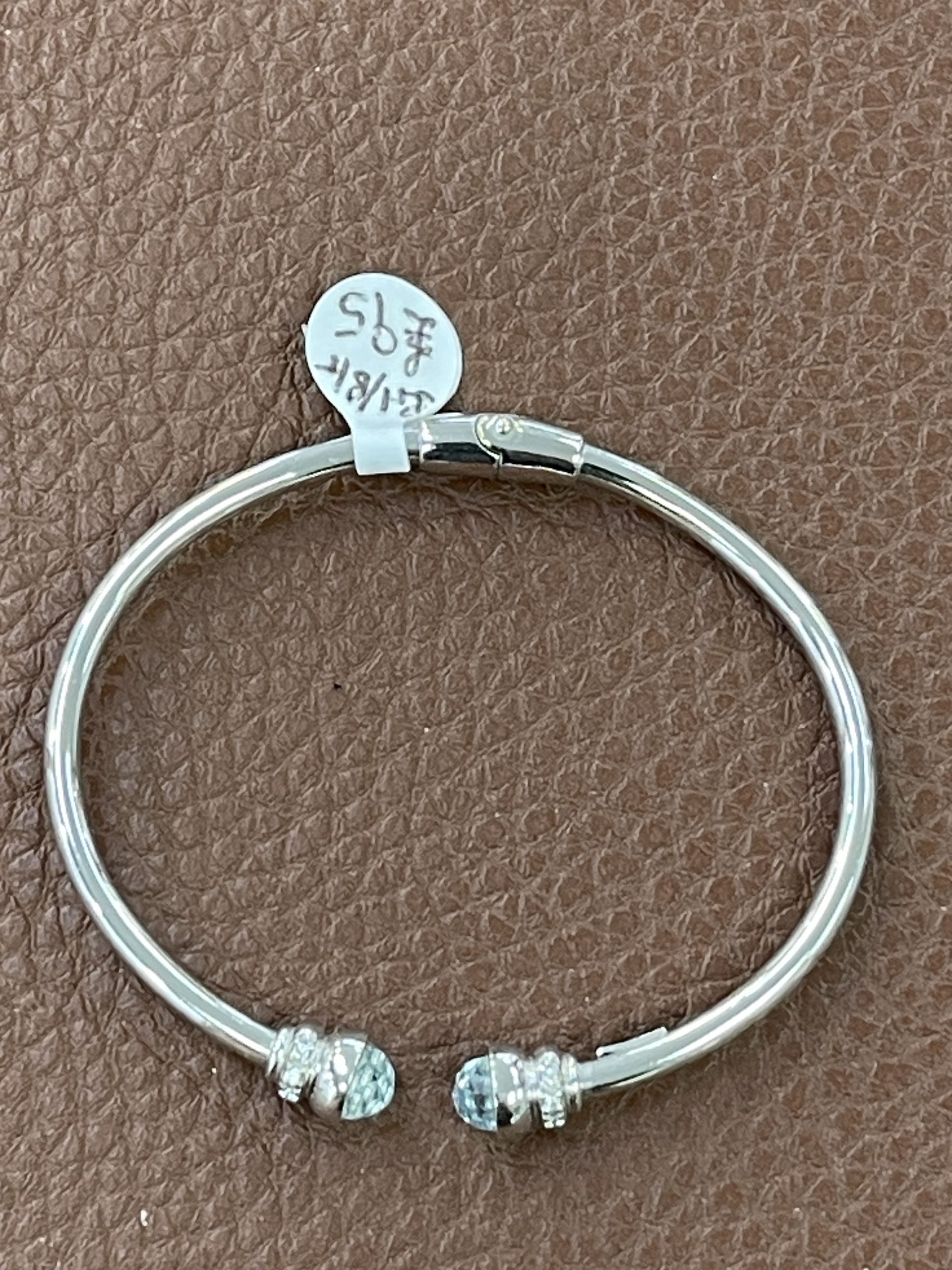 Sterling Silver & Blue Topaz Torque Bangle