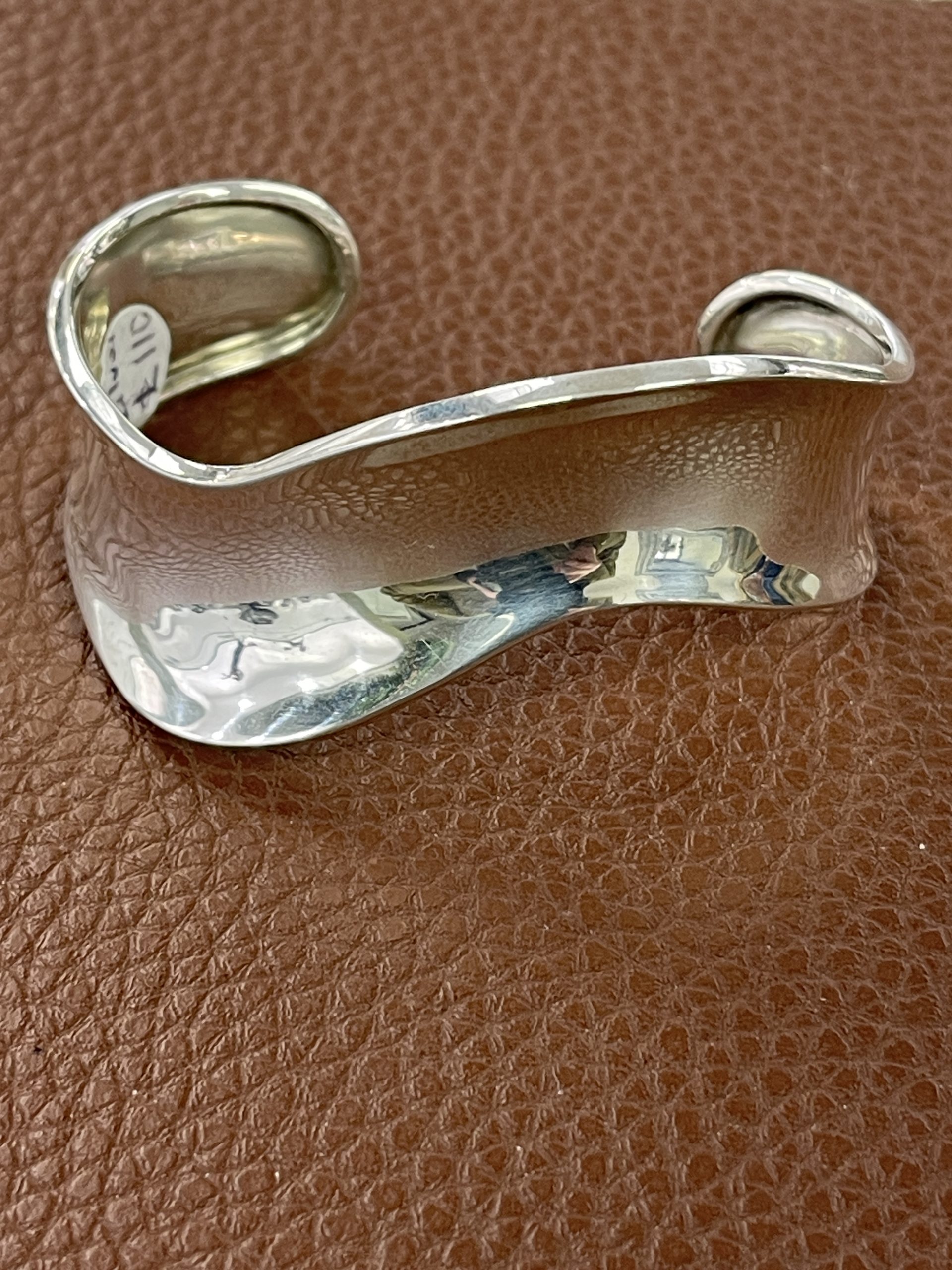 Sterling Silver Wide Wave Cuff Torque Bangle