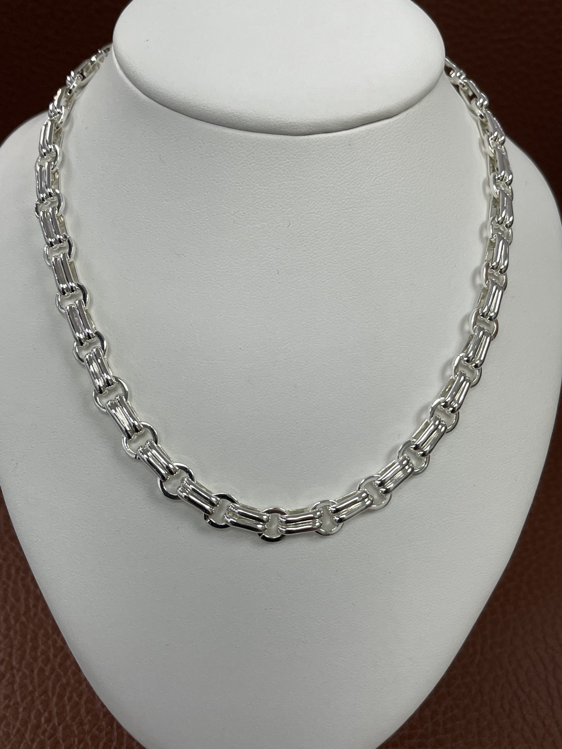 Sterling Silver Circle & Double Bar Necklace