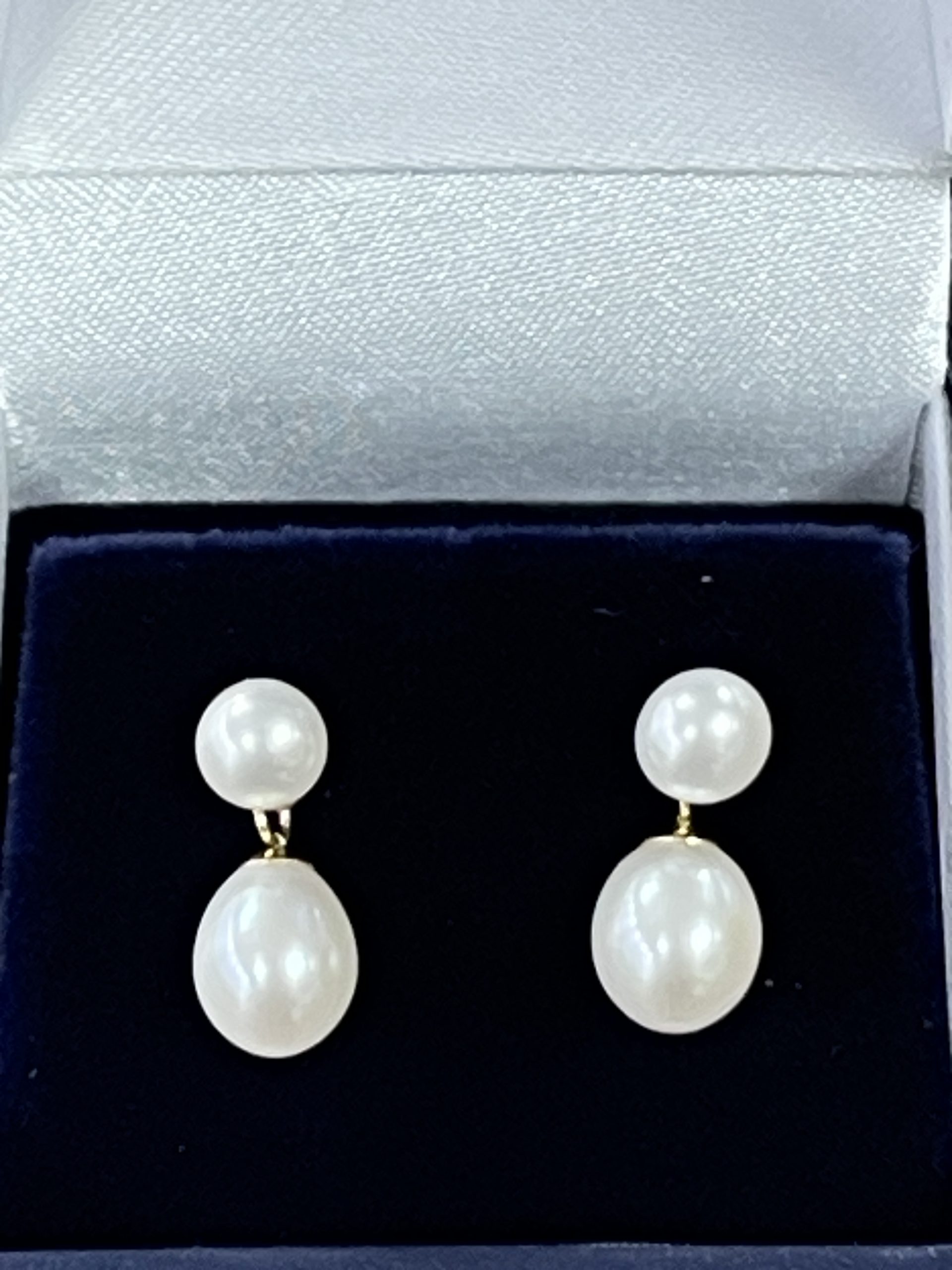 9ct Yellow Gold Freshwater Pearl Double Drop Earrings