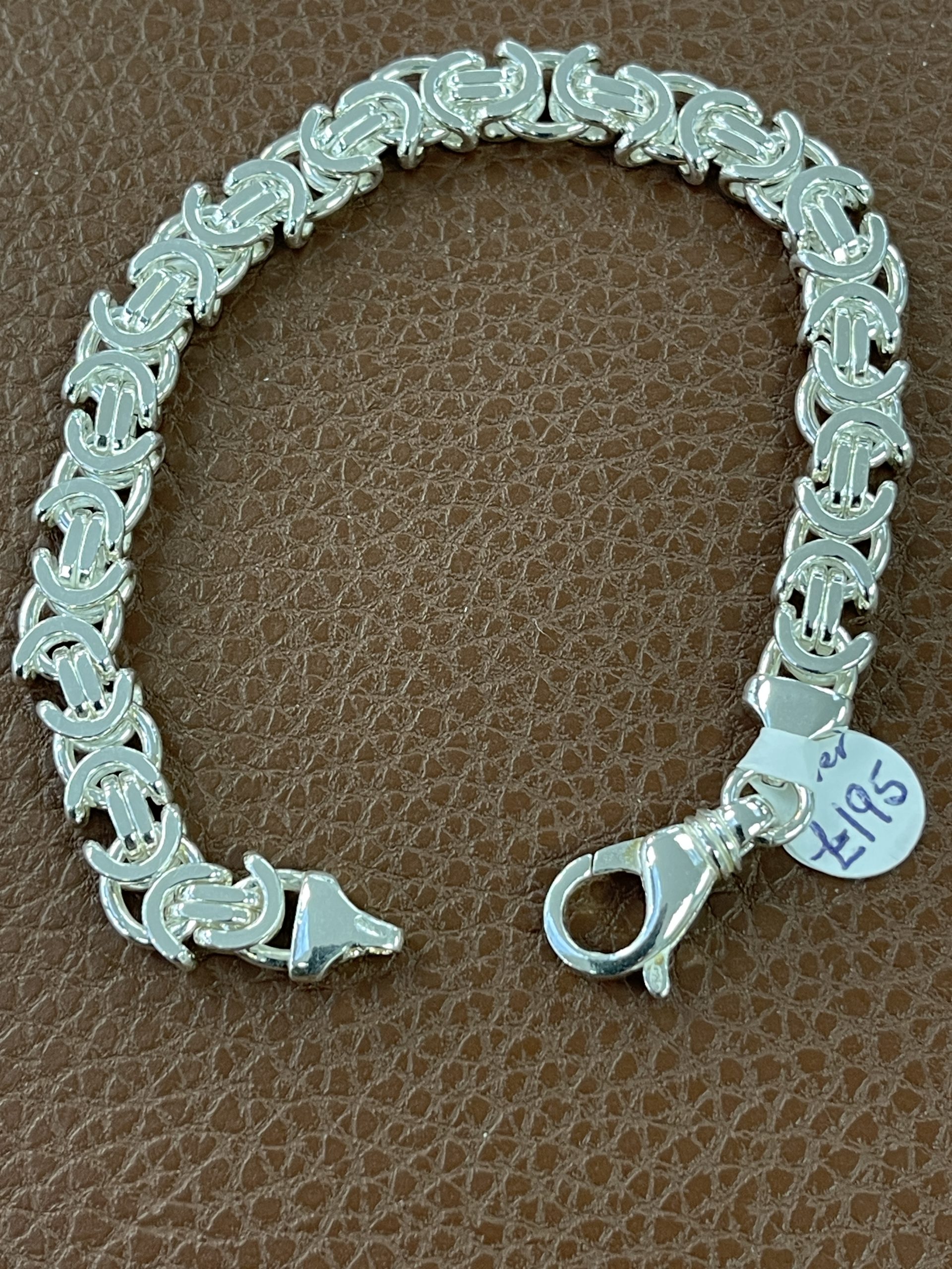 Sterling Silver Flat Link Byzantine Solid Bracelet