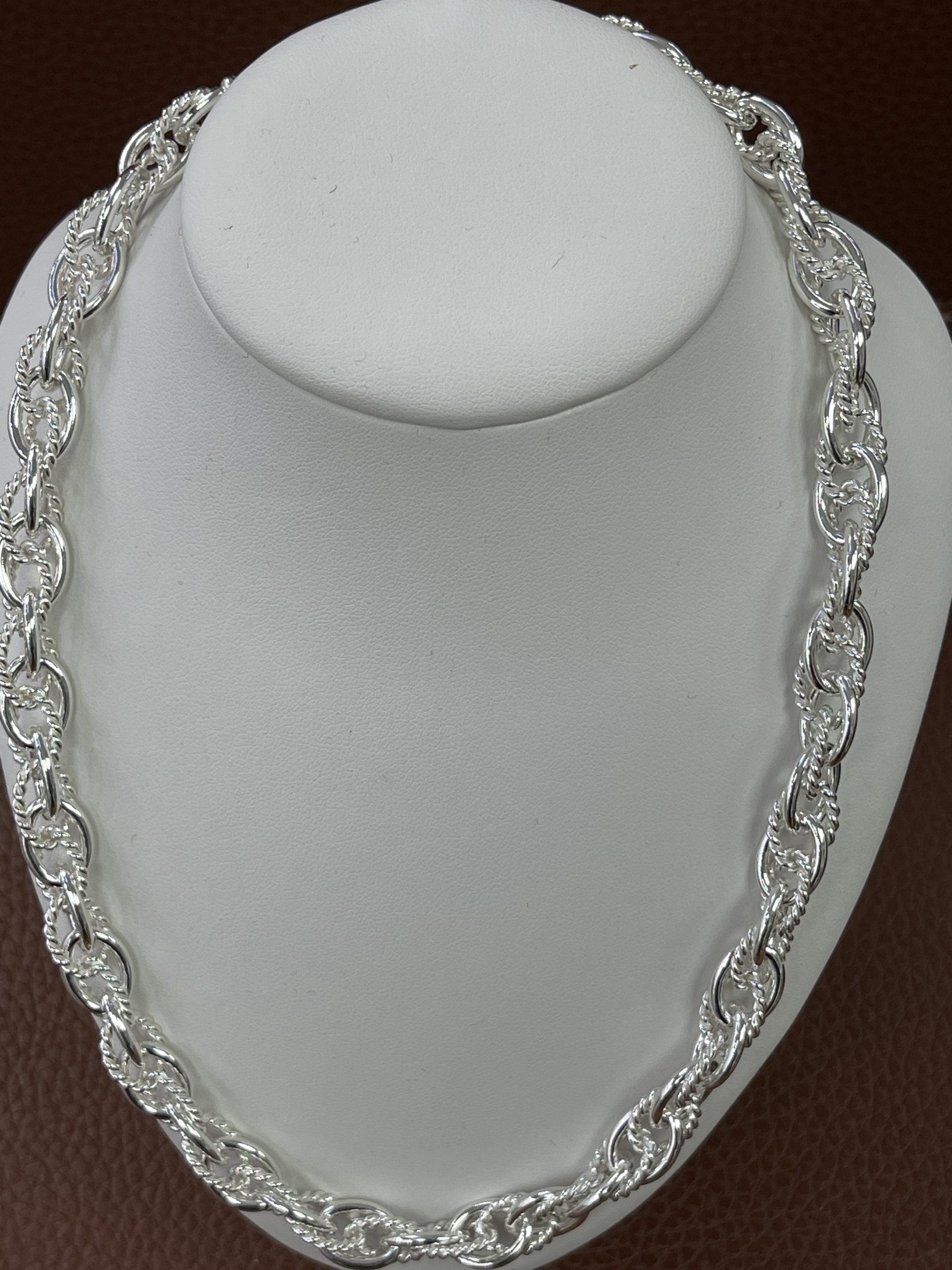 Sterling Silver Fancy Rope Design Necklace