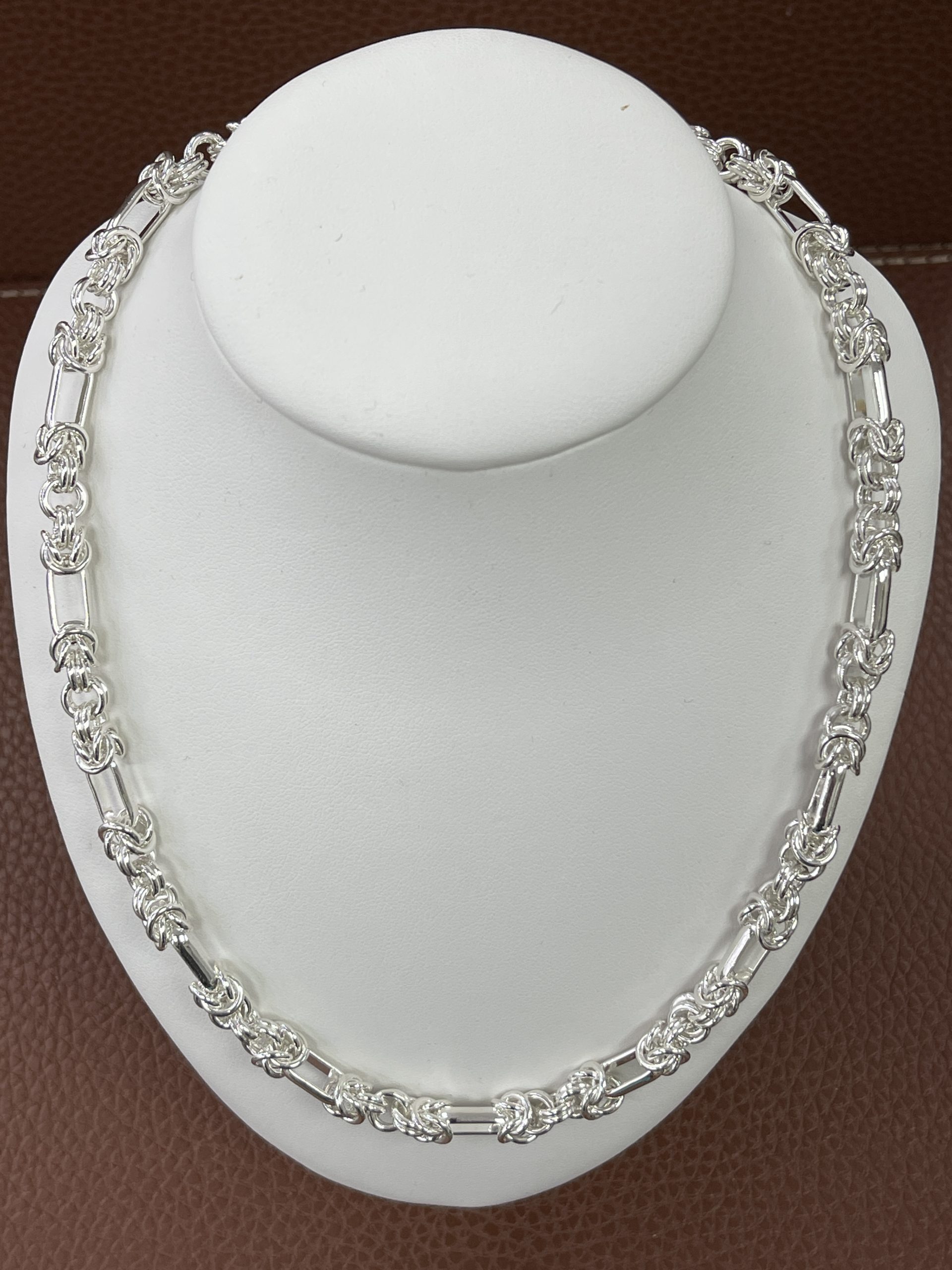 Sterling Silver Byzantine & Oval Necklace