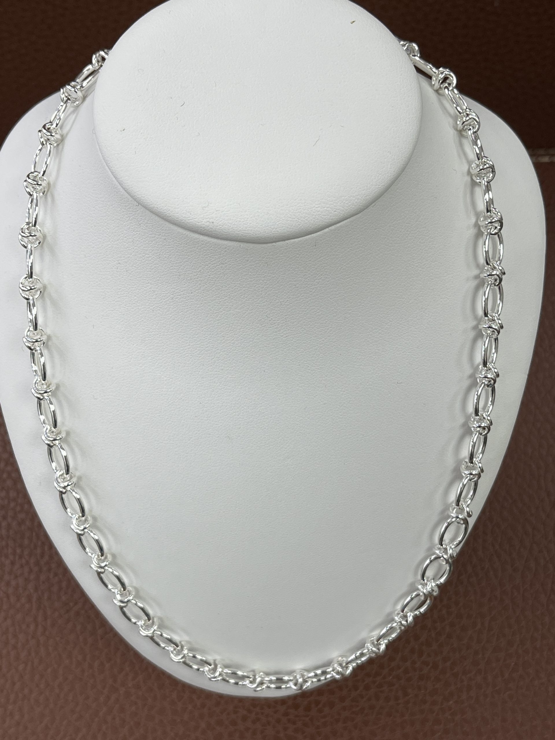 Sterling Silver Oval Knot Necklace