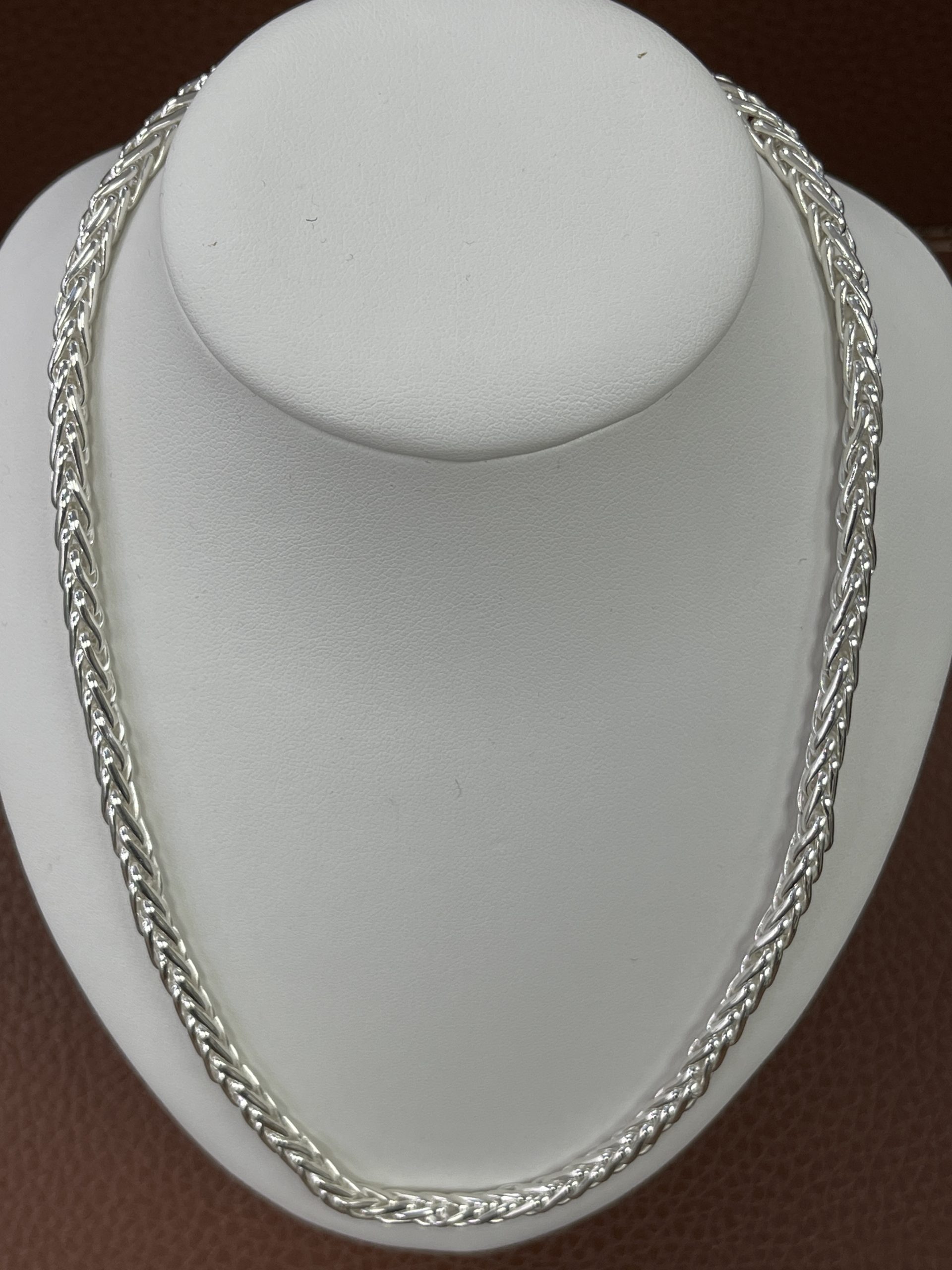 Sterling Silver Solid Foxtail Link Necklace