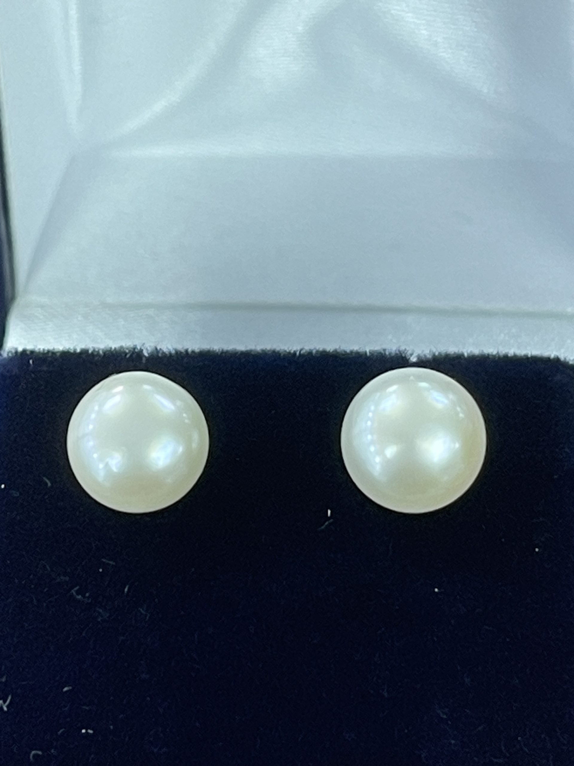 9ct Yellow Gold freshwater Button Pearl 8-9mm Stud Earrings