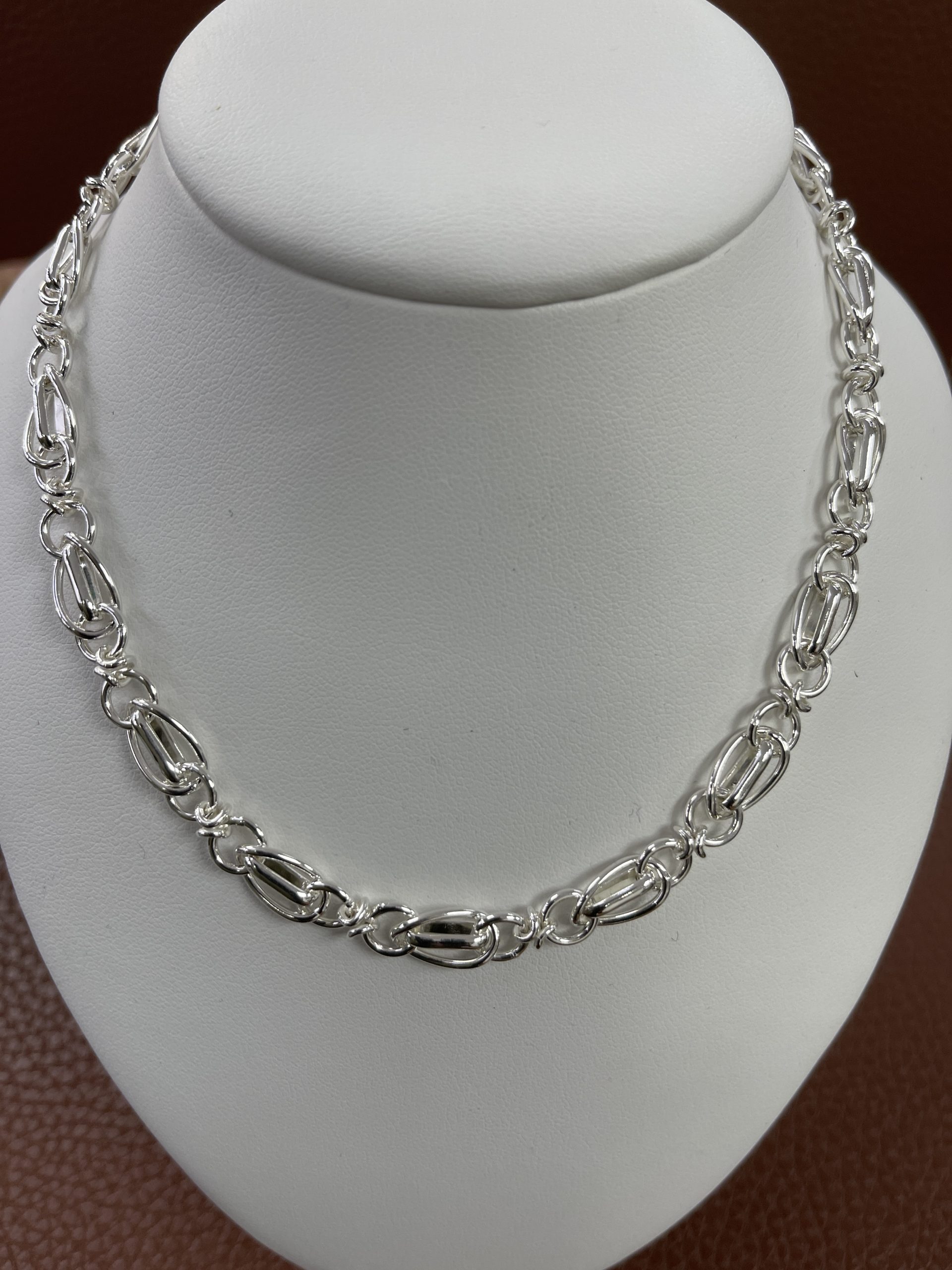 Sterling Silver Oval & Round Link Necklace