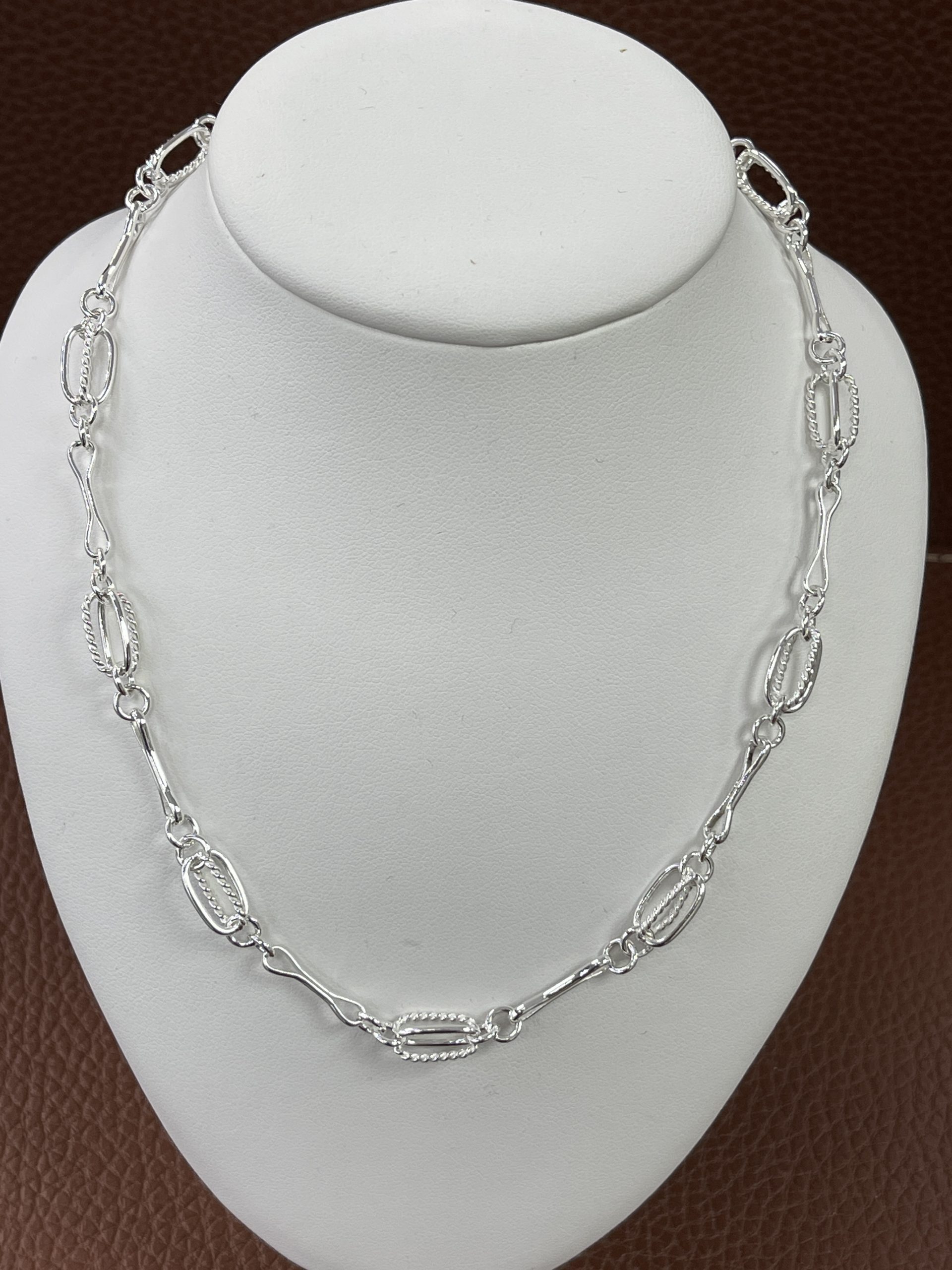 Sterling Silver Pinch Pin Design Necklace Chain