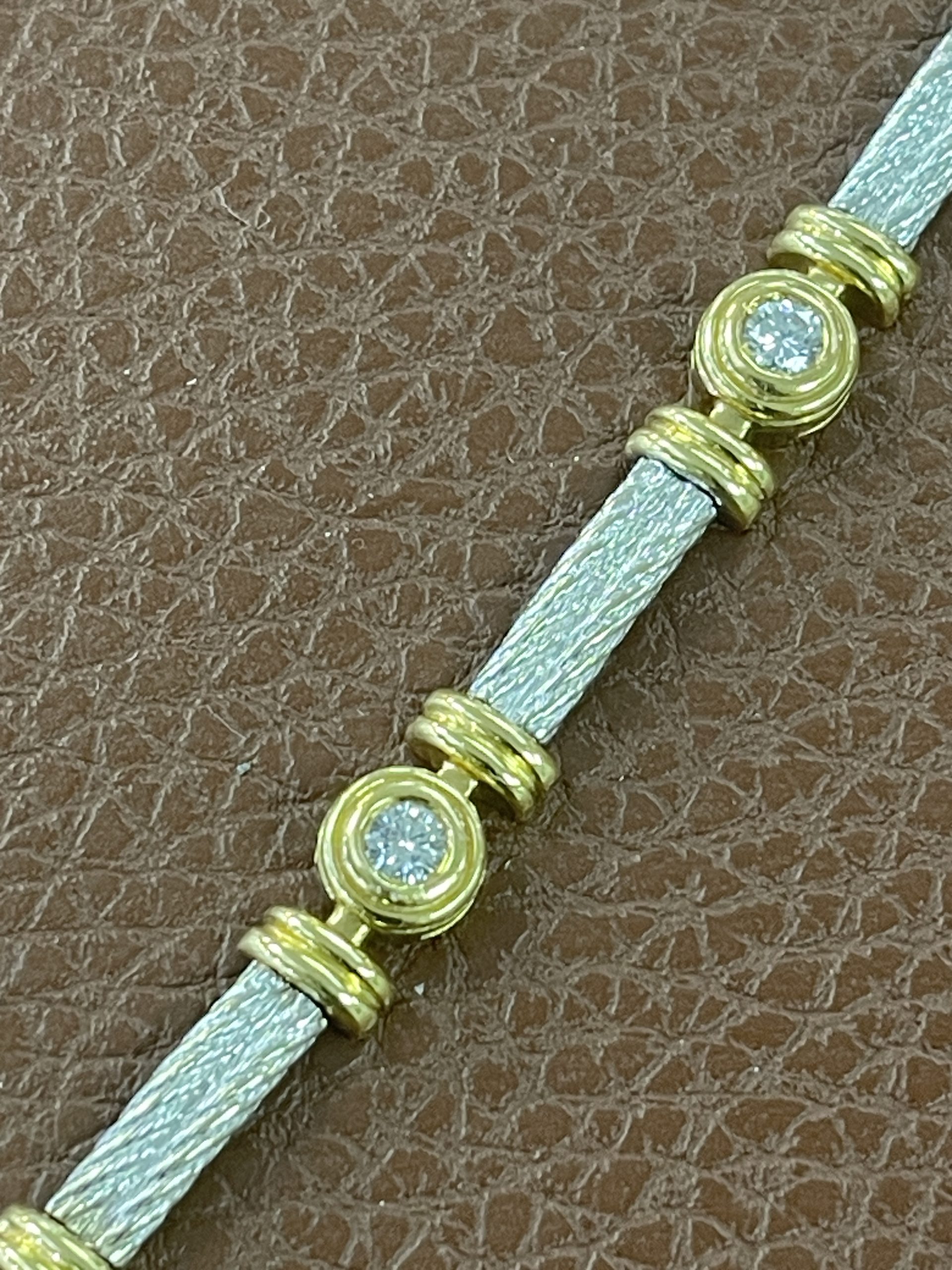 18ct White & Yellow Gold Bar & Circle Bracelet Secondhand