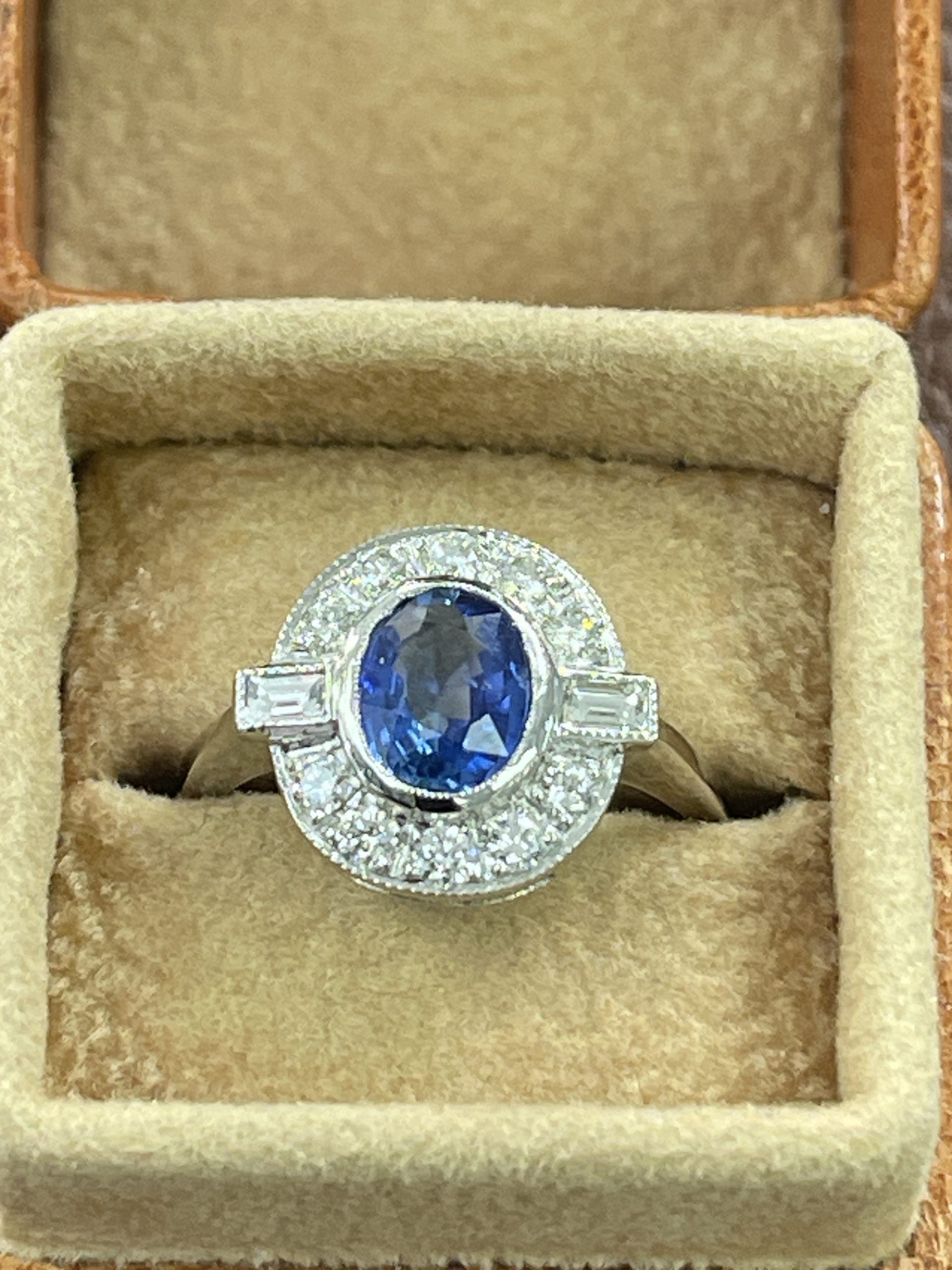 Sapphire and Diamond Cluster Platinum Ring 0.50ct + 1.40ct