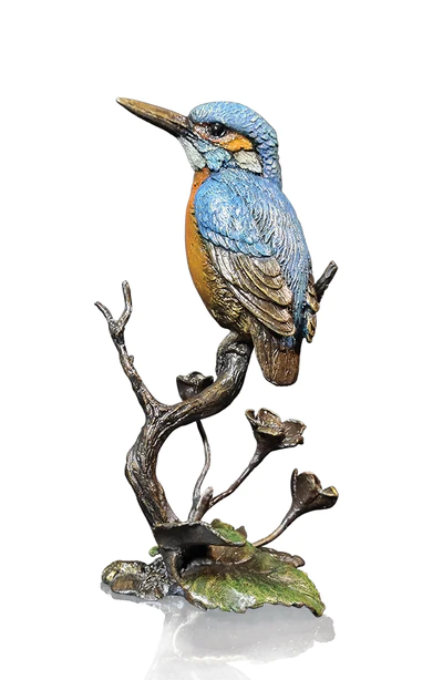 Solid Bronze Kingfisher with Meadow Marsh (1162) by Keith Sherwin