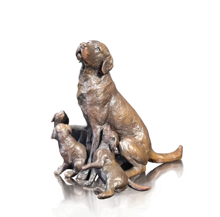Solid Bronze Labrador with Puppies (1129) by Michael Simpson