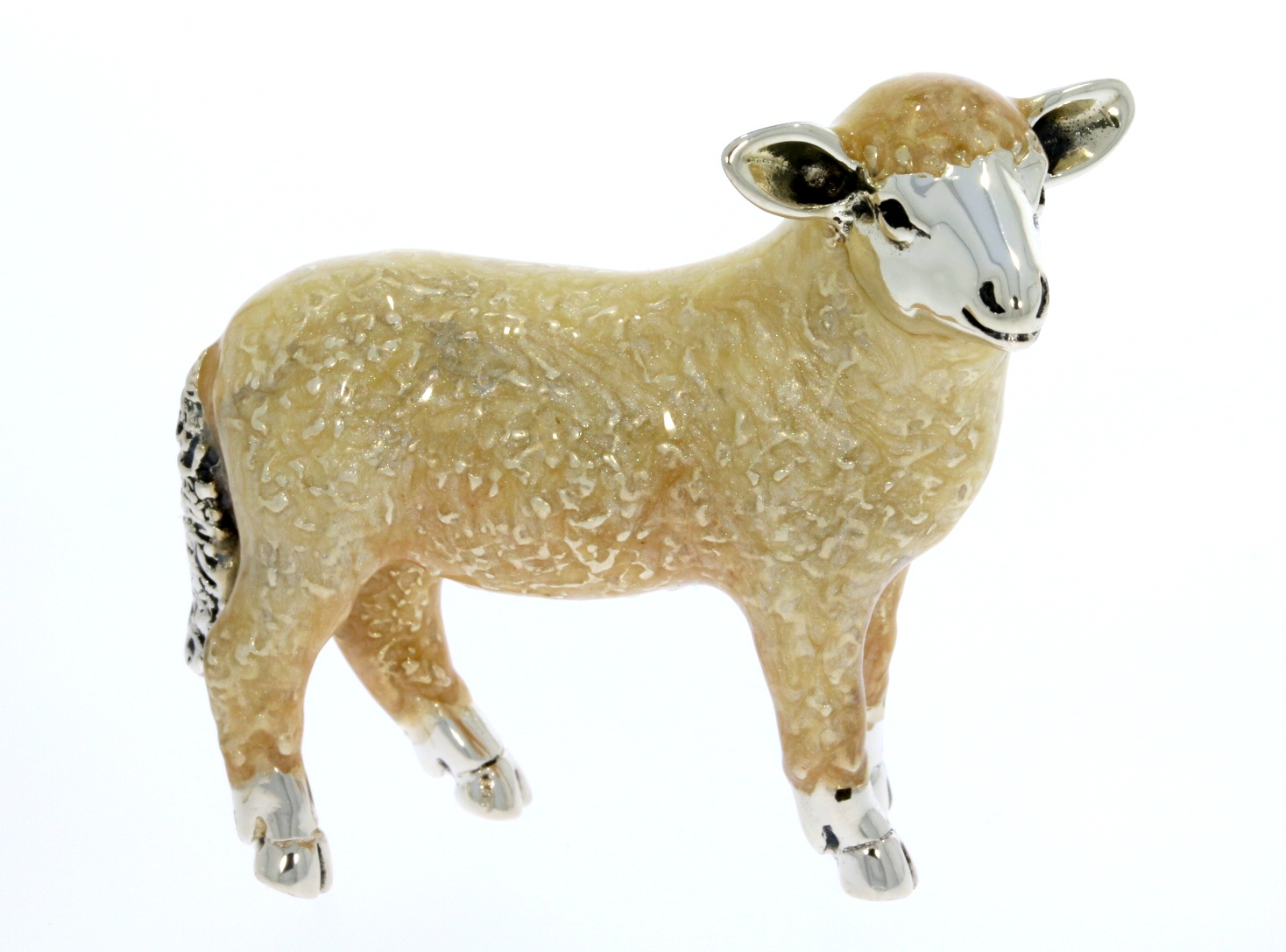 Saturno Sterling Silver & Enamel Sheep Animal Countryside Figurine