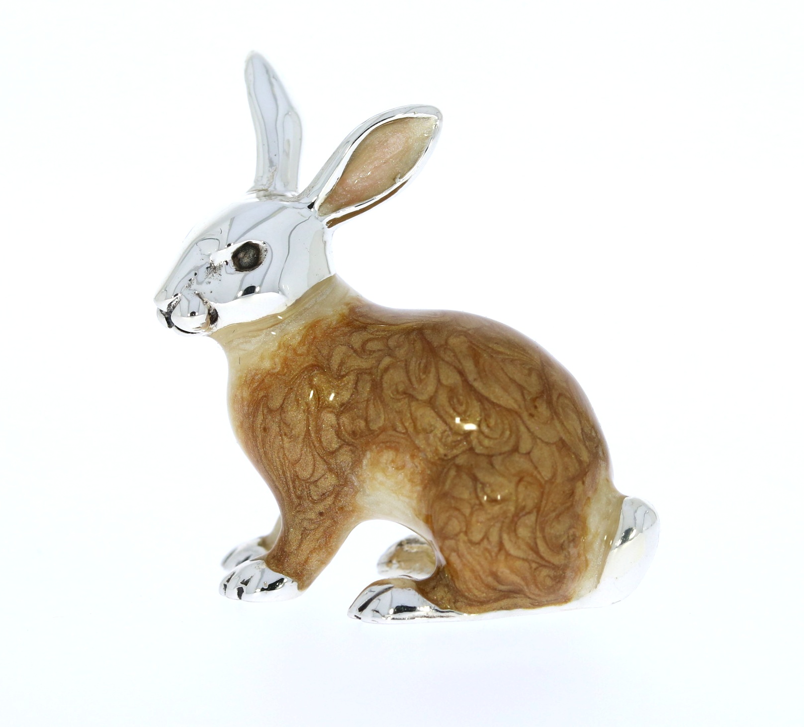 Saturno Sterling Silver and Enamel Large Bunny Rabbit Countryside