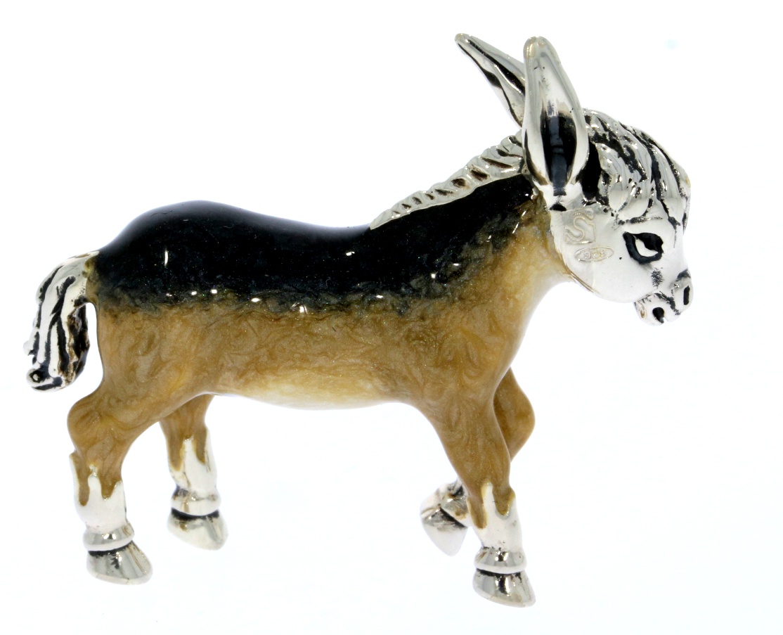 Sterling Silver & Enamel Large Donkey by Saturno