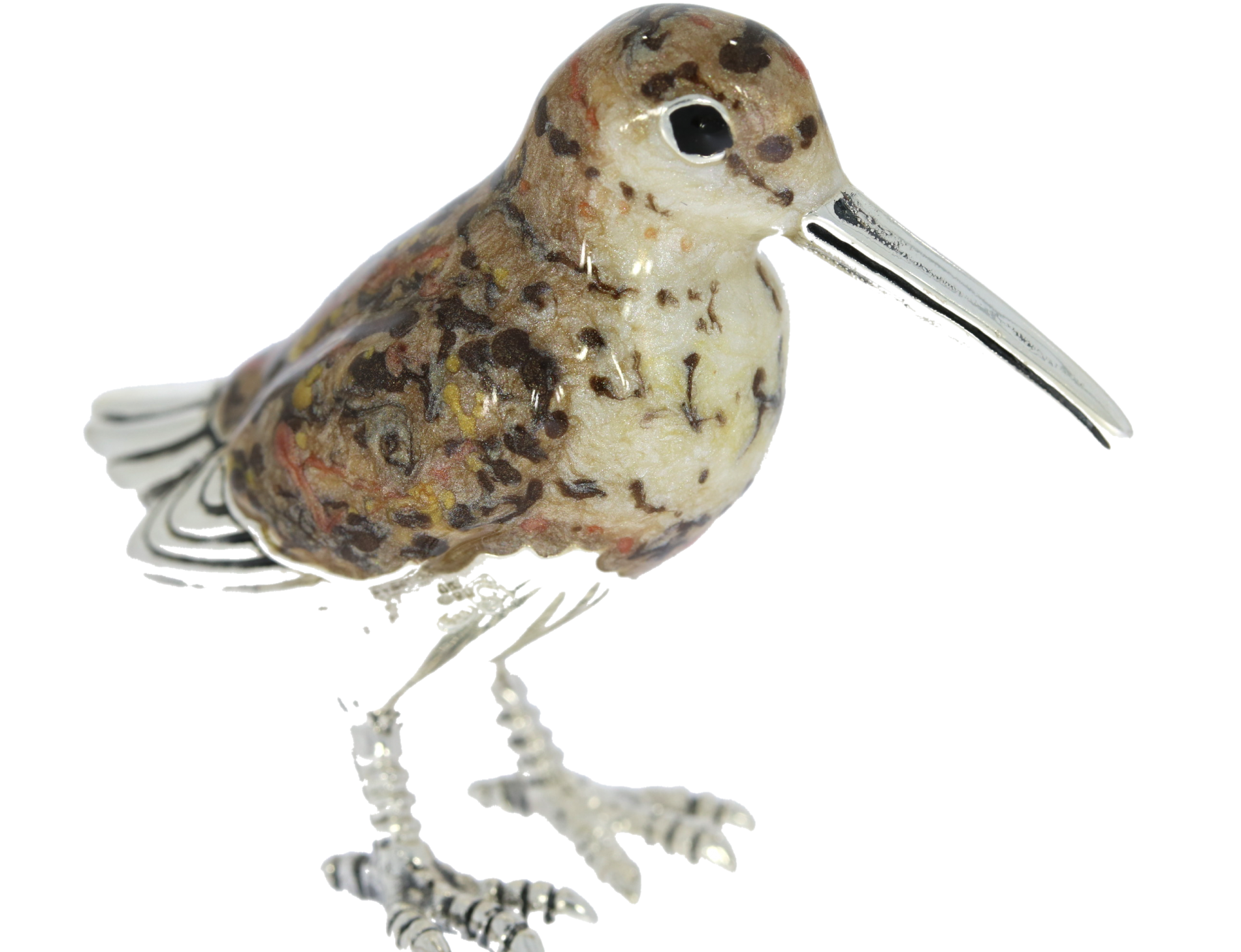 Saturno Sterling Silver & Enamel Woodcock Game Bird Figurine