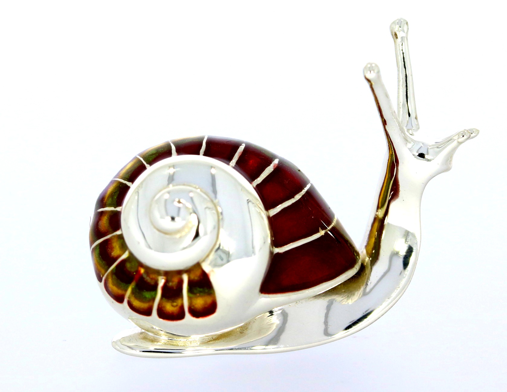 Saturno Sterling Silver & Enamel Large Snail Slug Garden Sculpture