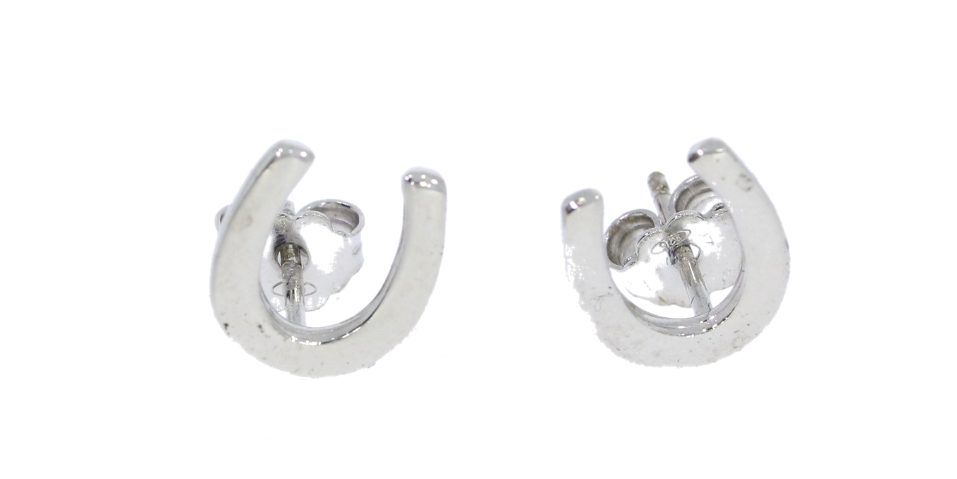 Sterling Silver Plain Horse Shoe Equestrian Stud Earrings