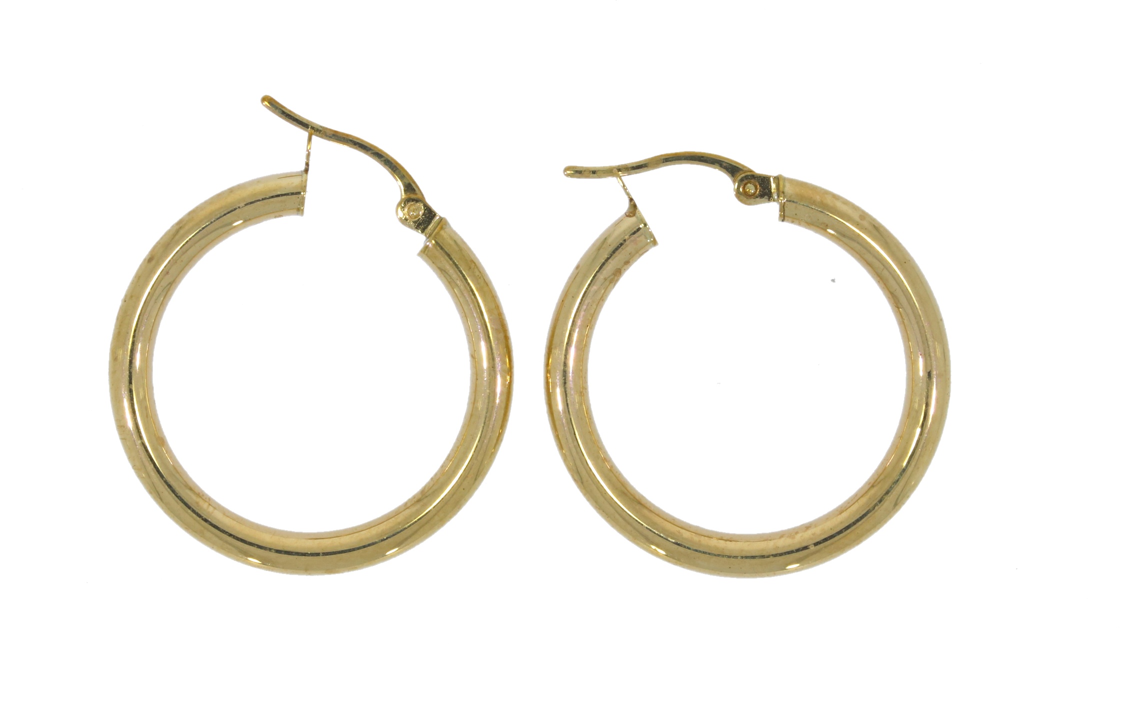 9ct Yellow Gold Plain Tube Hoop Earrings