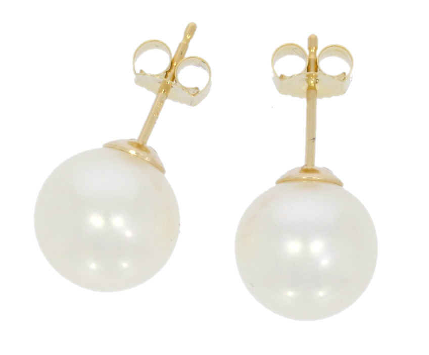 18ct Yellow Gold 8.5-9mm Japanese Akoya Cultured Pearl Studs