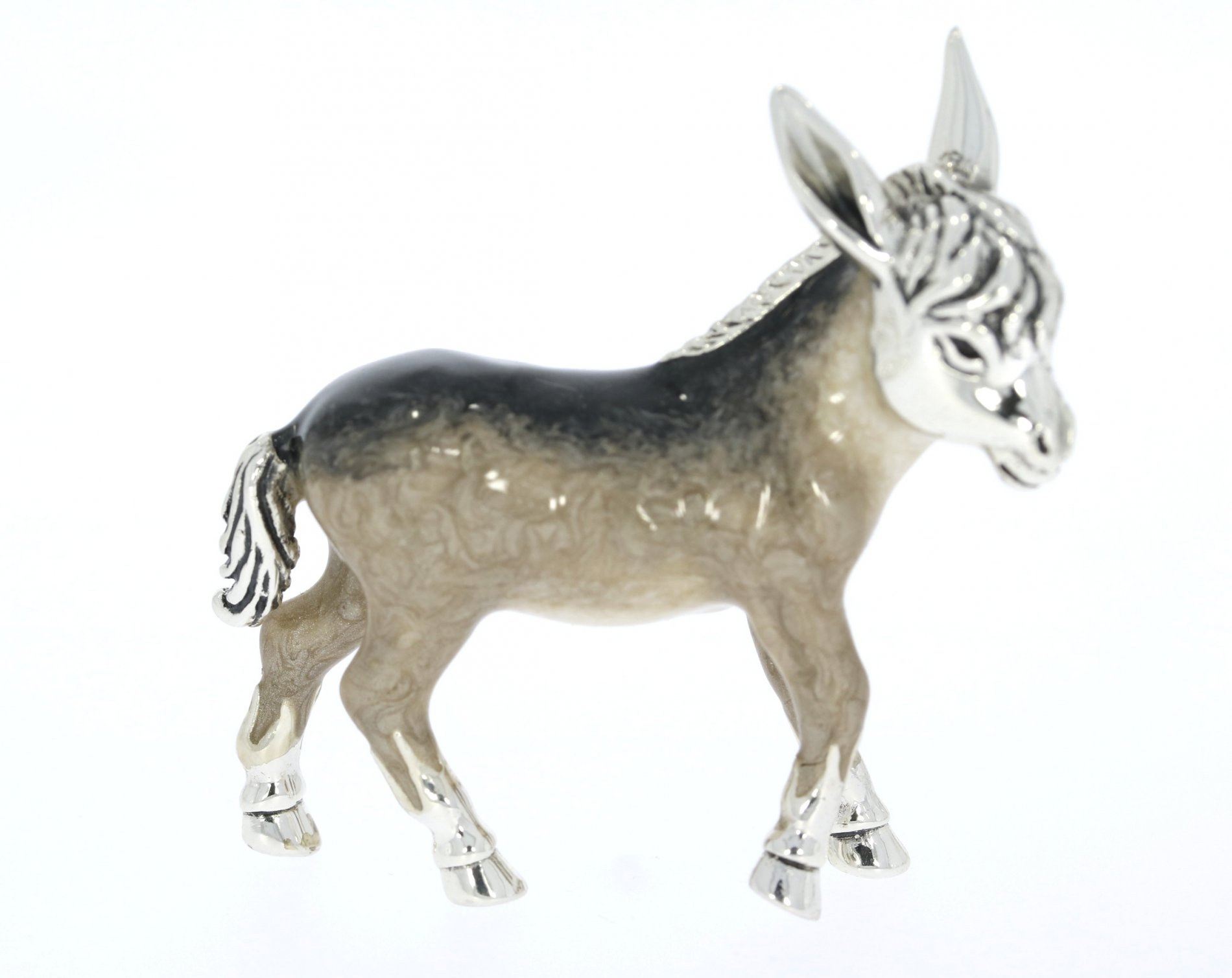 Saturno Sterling Silver & Enamel Medium Donkey Horse Figurine