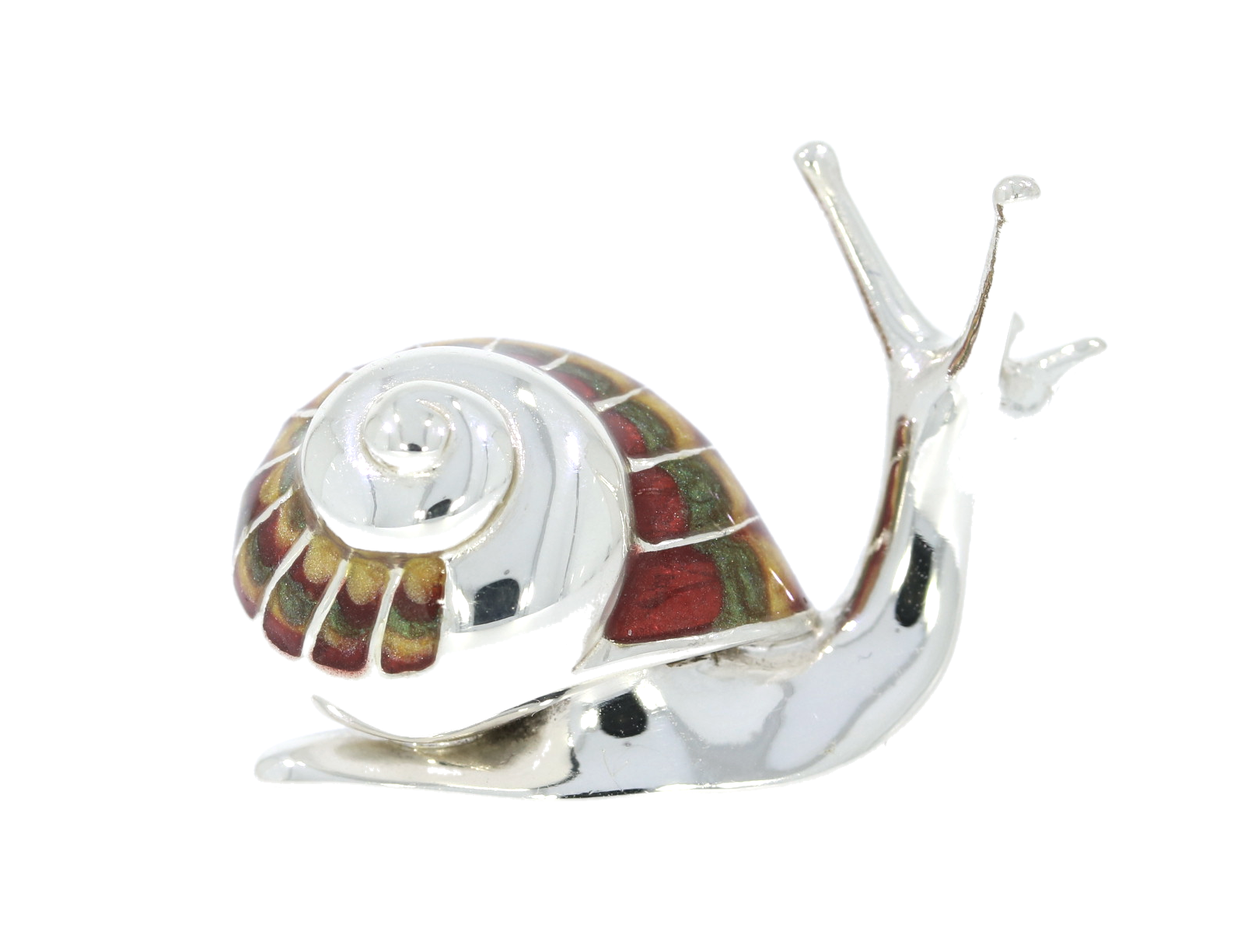 Saturno Sterling Silver & Enamel Medium Snail Sculpture Figurine Animal