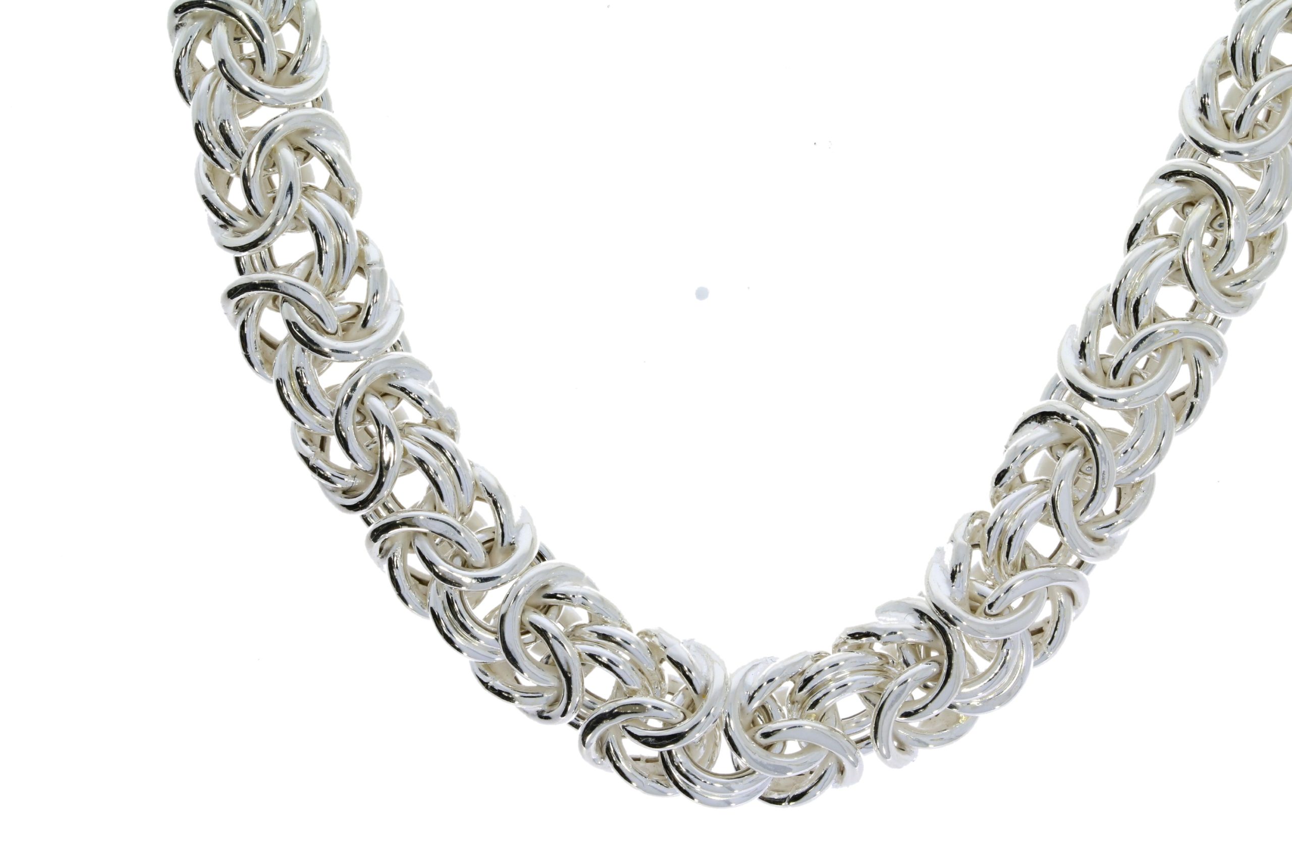 Sterling Silver Flat Link Byzantine Handcrafted Necklace/Chain