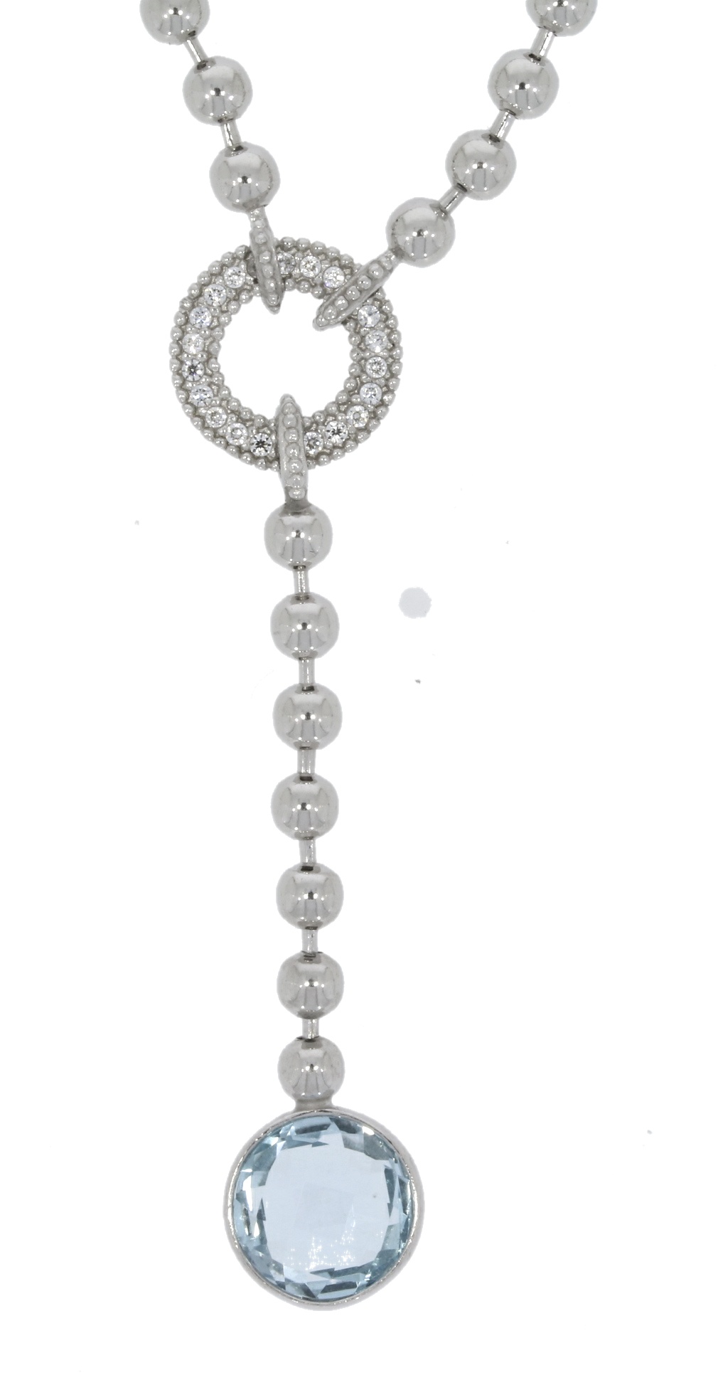 Sterling Silver & Blue Topaz Necklace Bobble Pendant