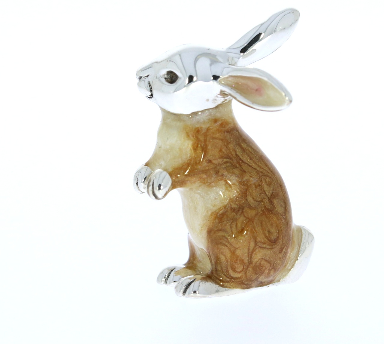 Saturno Sterling Silver and Enamel Medium Bunny Rabbit Figurine