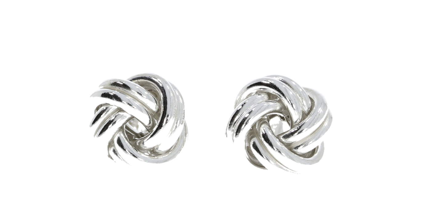 Sterling Silver Wool Knot Design Stud Earrings