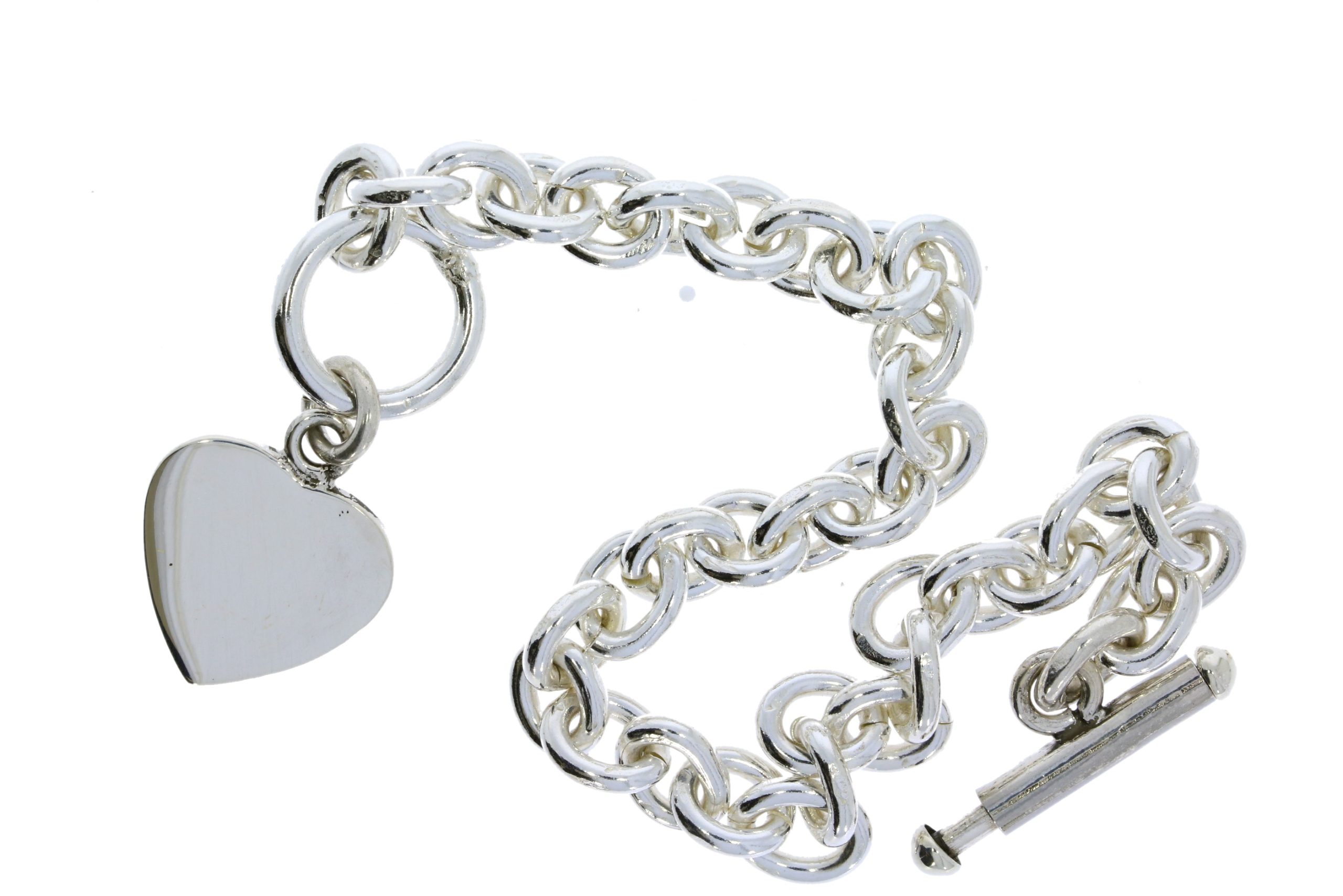 Sterling Silver Heart Belcher Chain Bracelet
