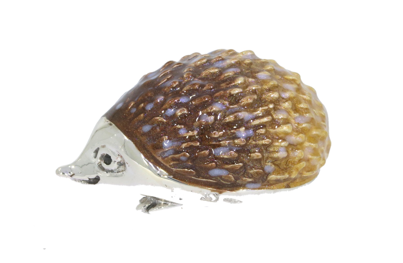 Saturno Sterling Silver & Enamel Small Hedgehog Wildlife Figurine