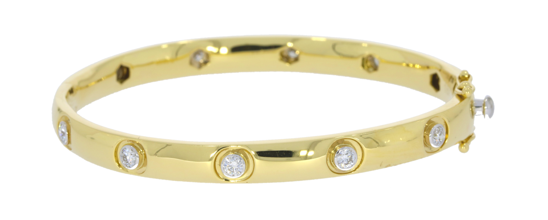 18ct Yellow Gold 1ct Rub Over Set Diamond Bangle