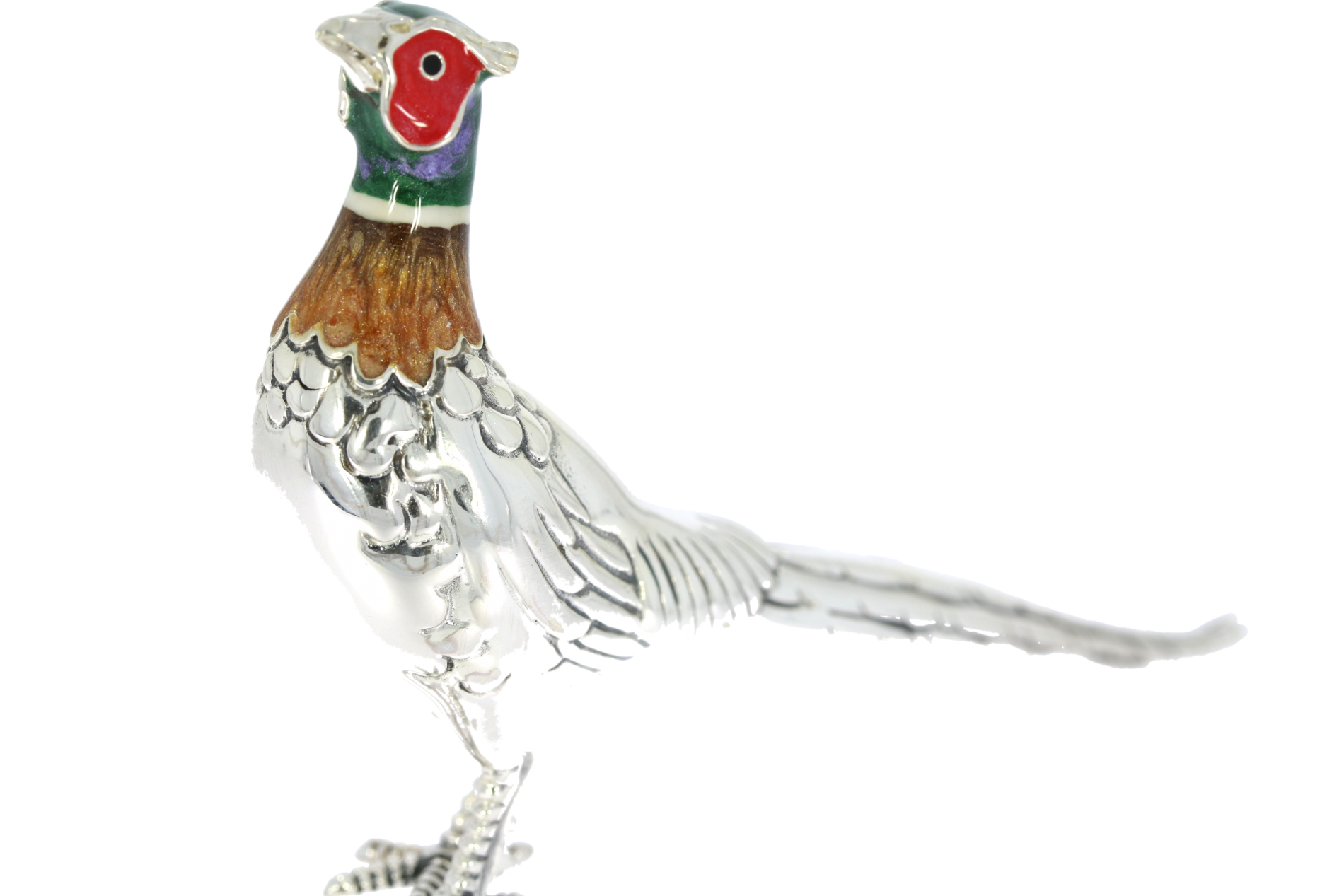 Saturno Sterling Silver & Enamel Medium Pheasant Bird