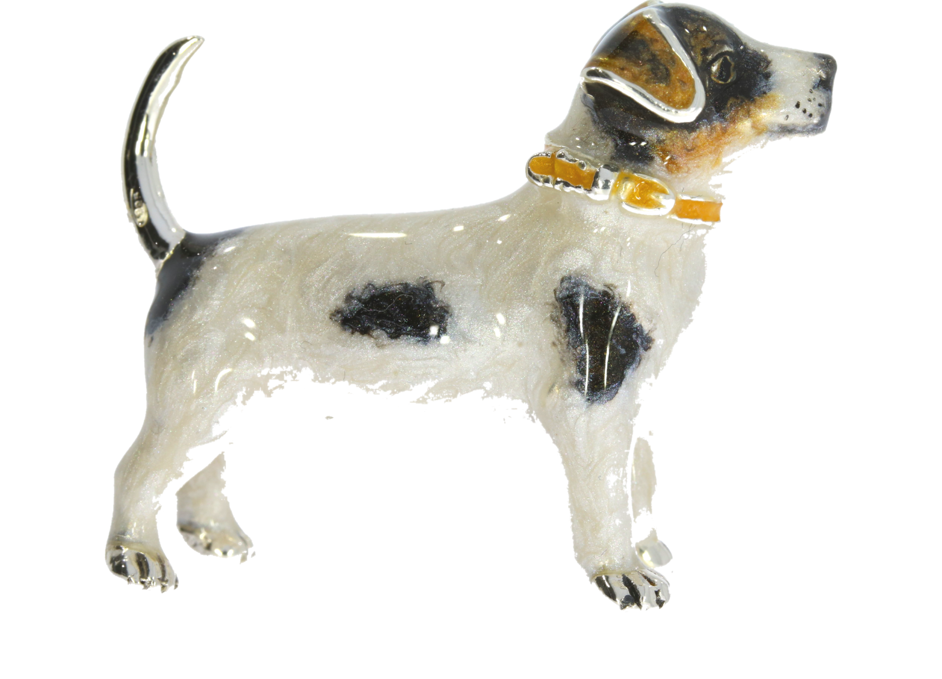 Saturno Sterling Silver & Enamel Jack Russell Dog Animal Figurine