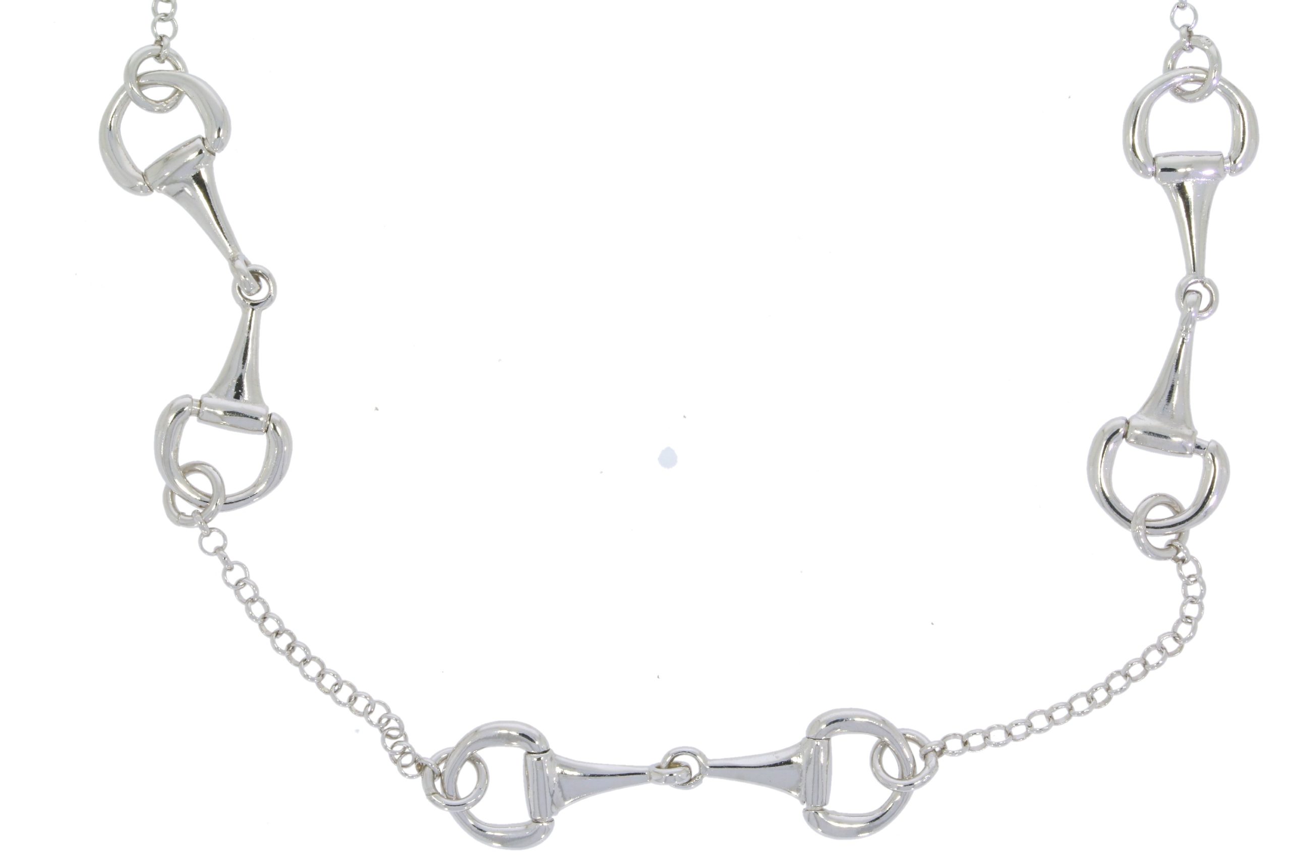 Sterling Silver Snaffle Bit Belcher Link Necklace Equestrian