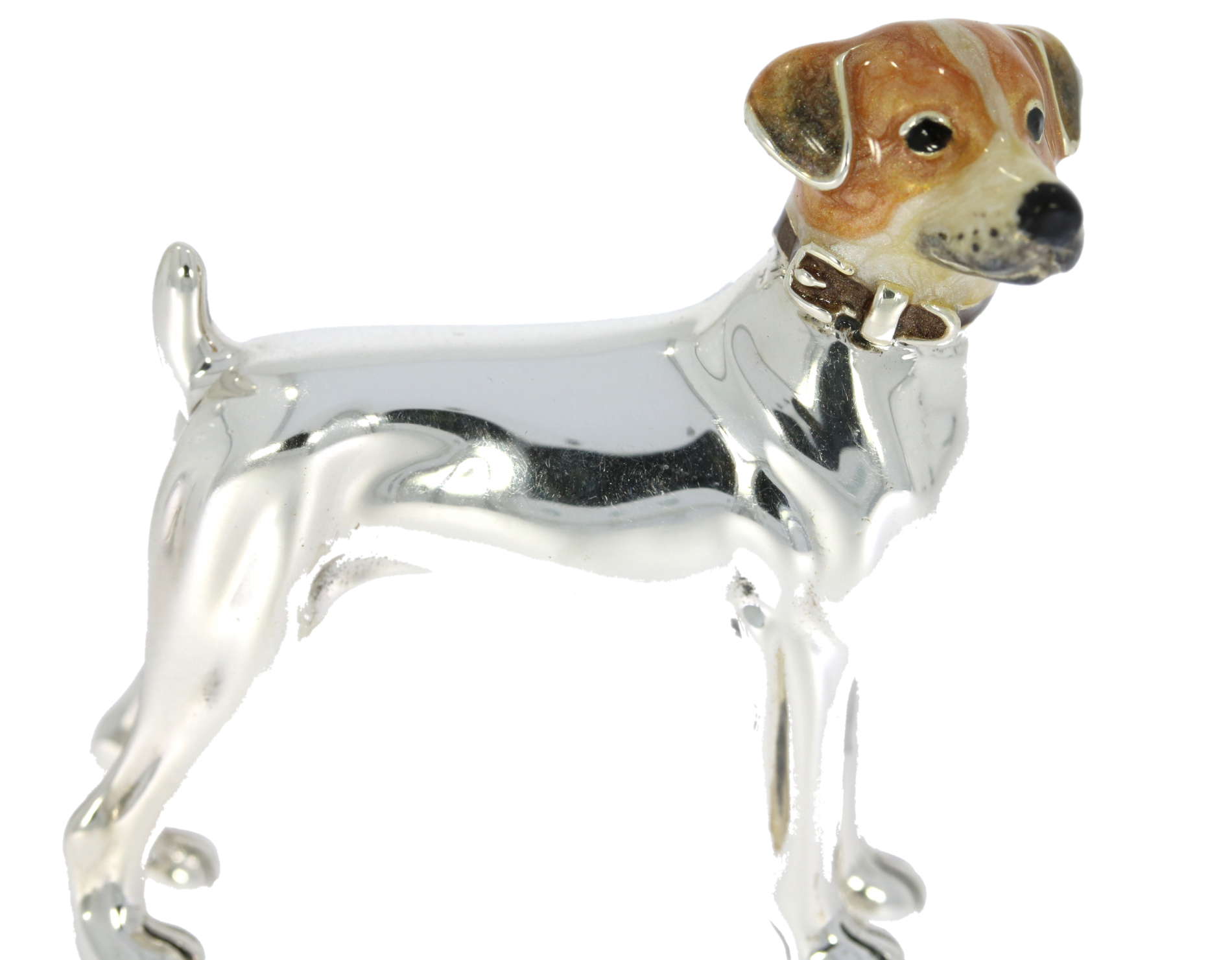 Saturno Sterling Silver & Enamel Terrier Dog Canine Figurine